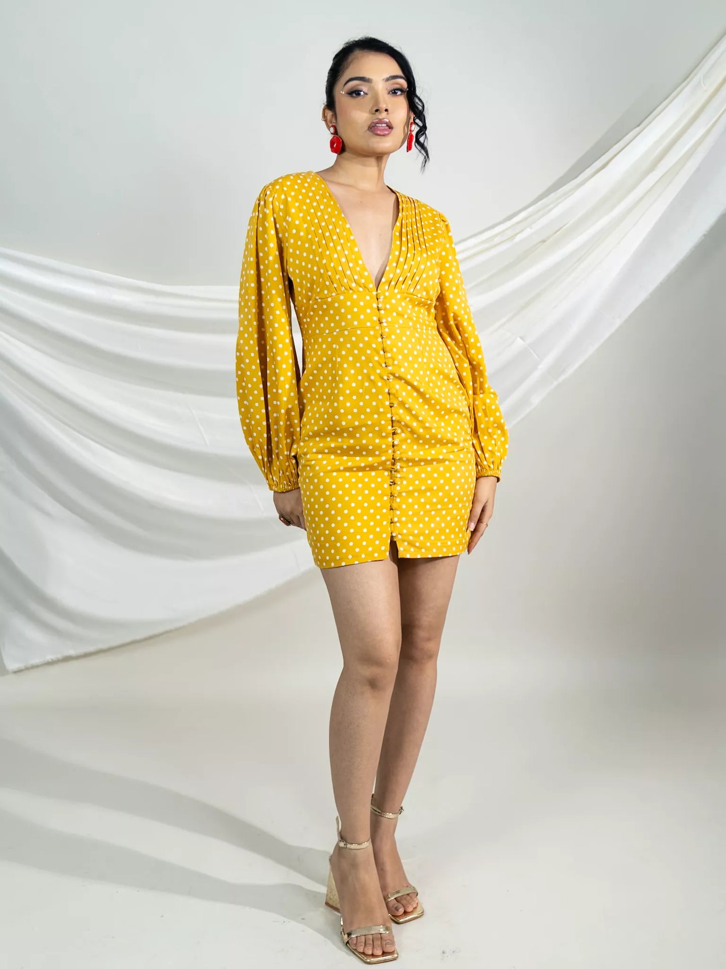 Mustard Muse V-neck Bodycon Dress