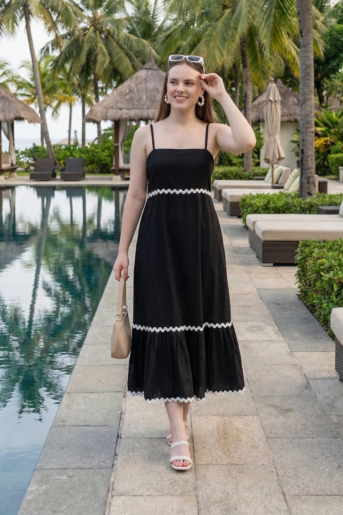 Black Cotton Fit Flare Maxi Dress