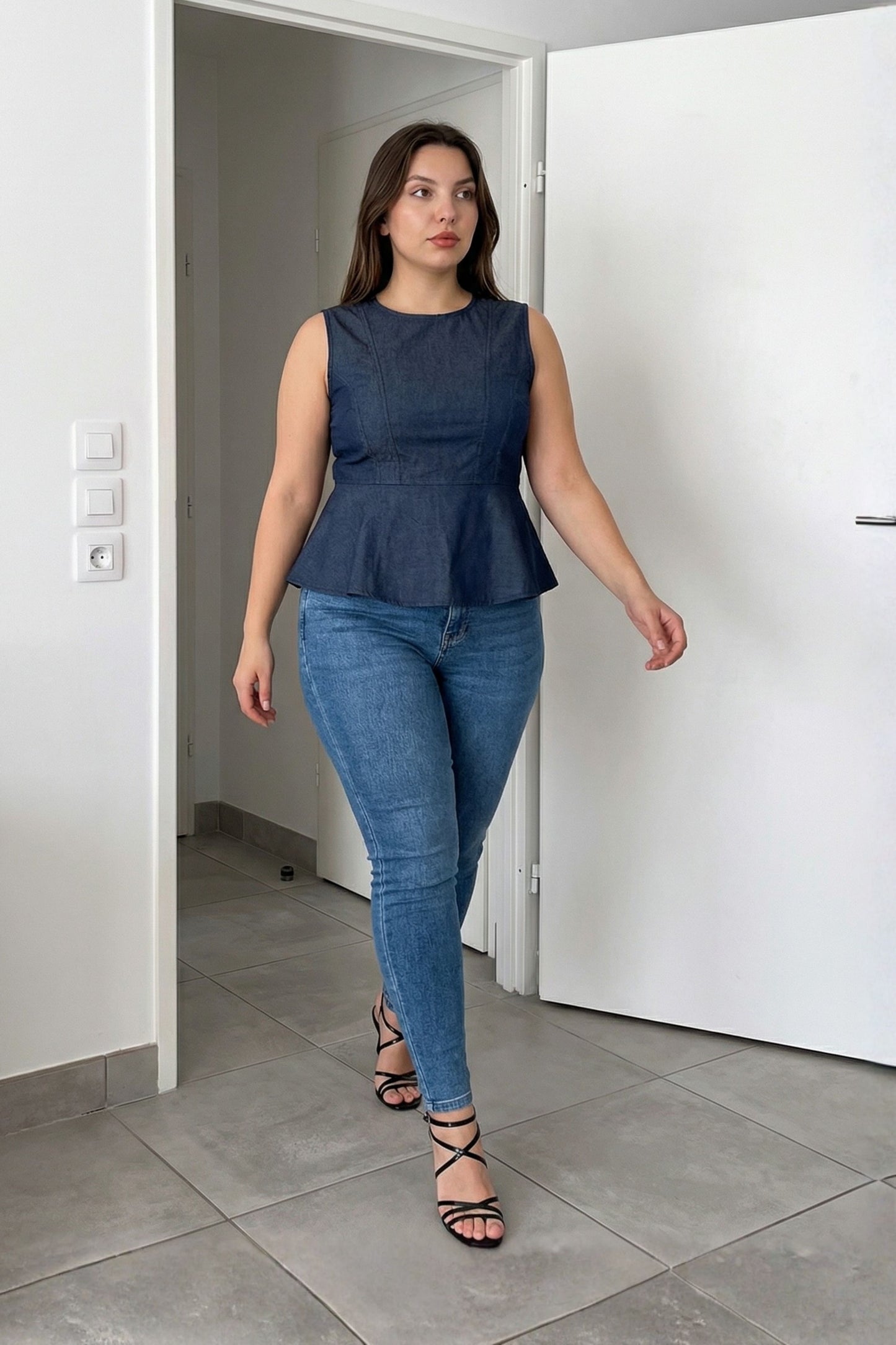 Blue Peplum Top