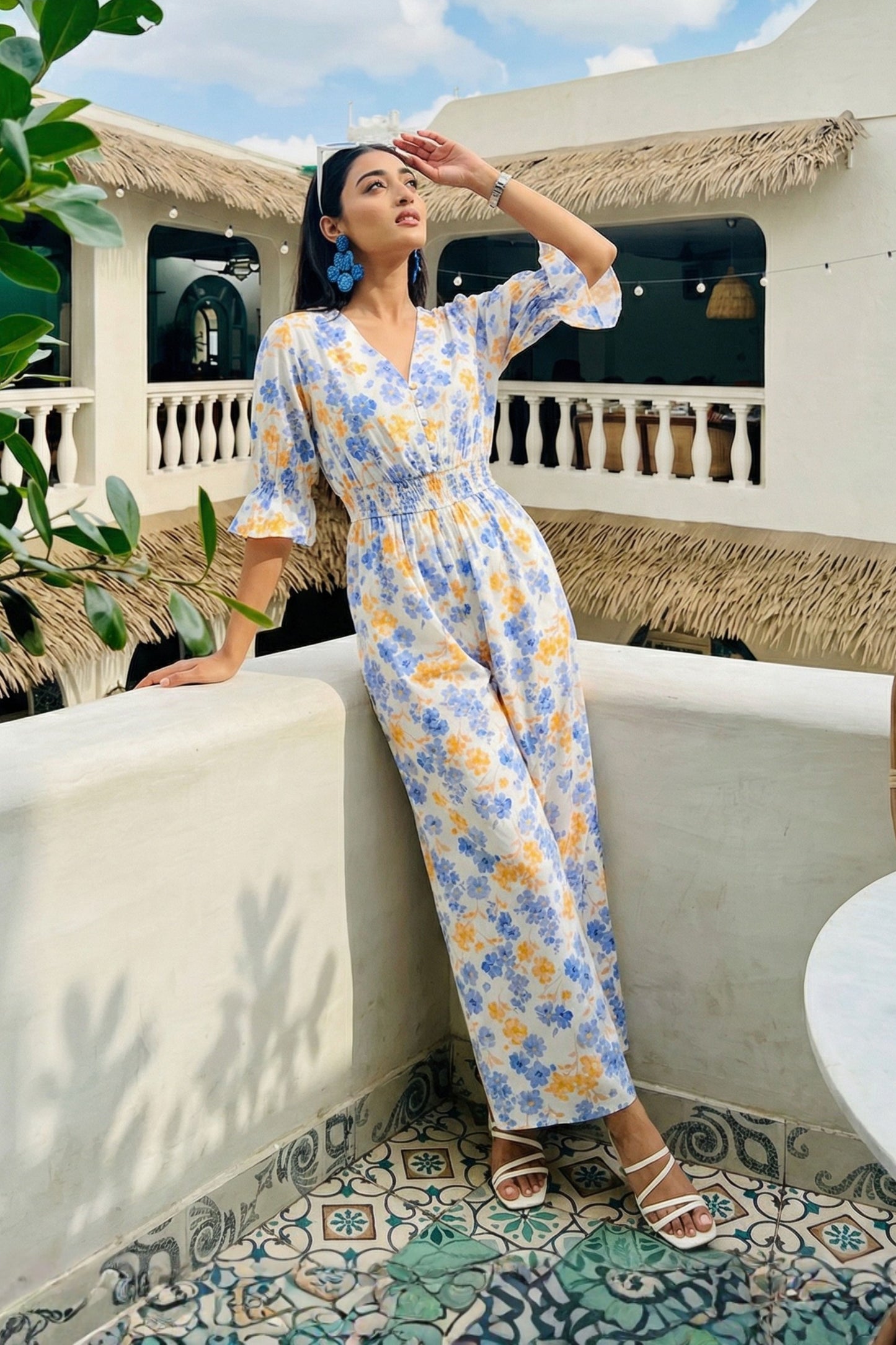 Blue Printed Jumpsuit
