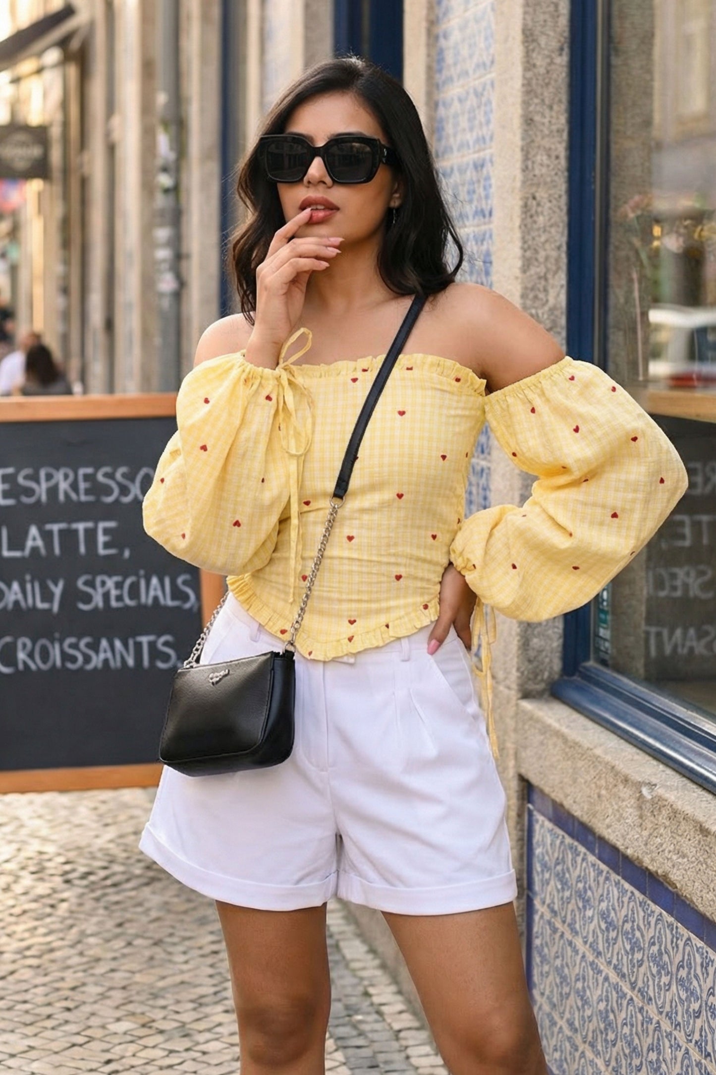 Sweetheart Smock Off-Shoulder Top