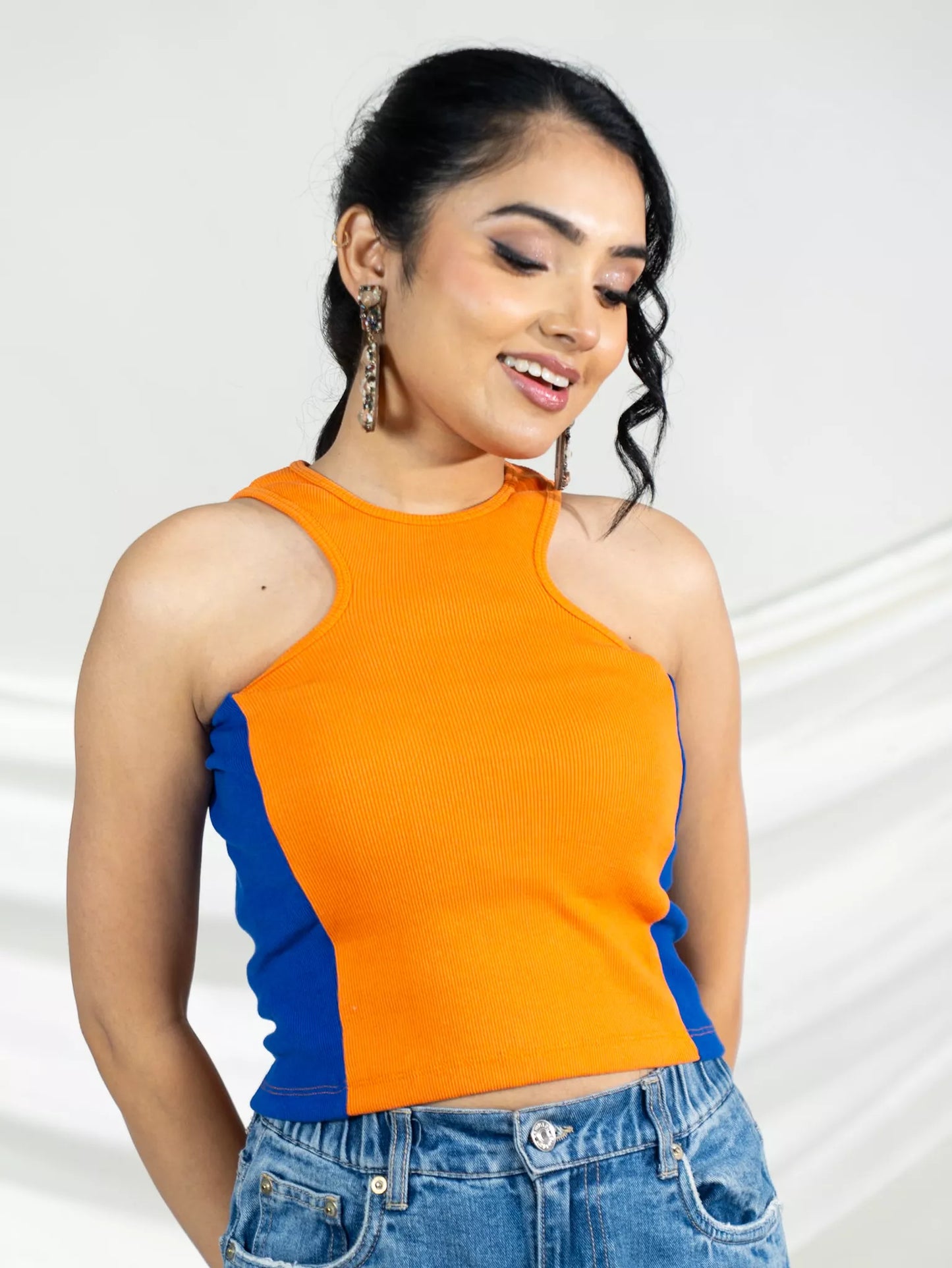 Orange Rib Crop Top
