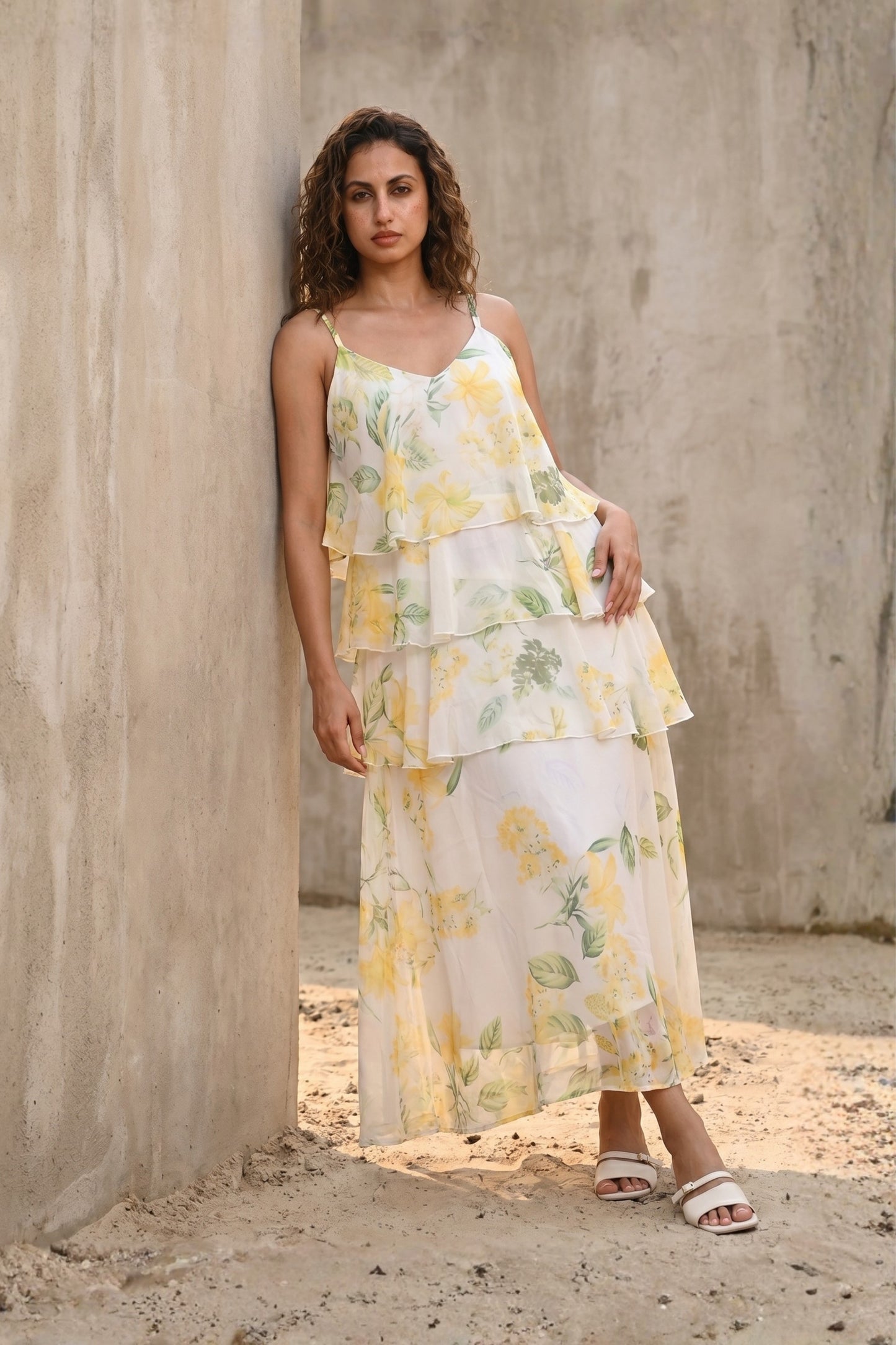 Floral Whisper Ruffle Dress