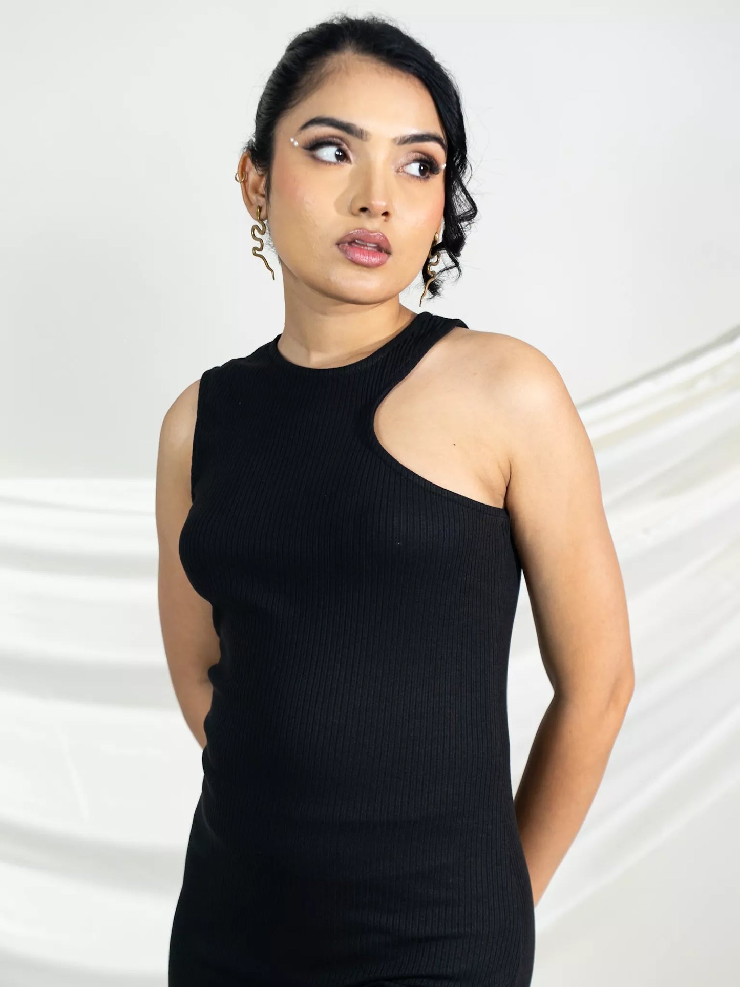 Black Rib Bodycon Dress