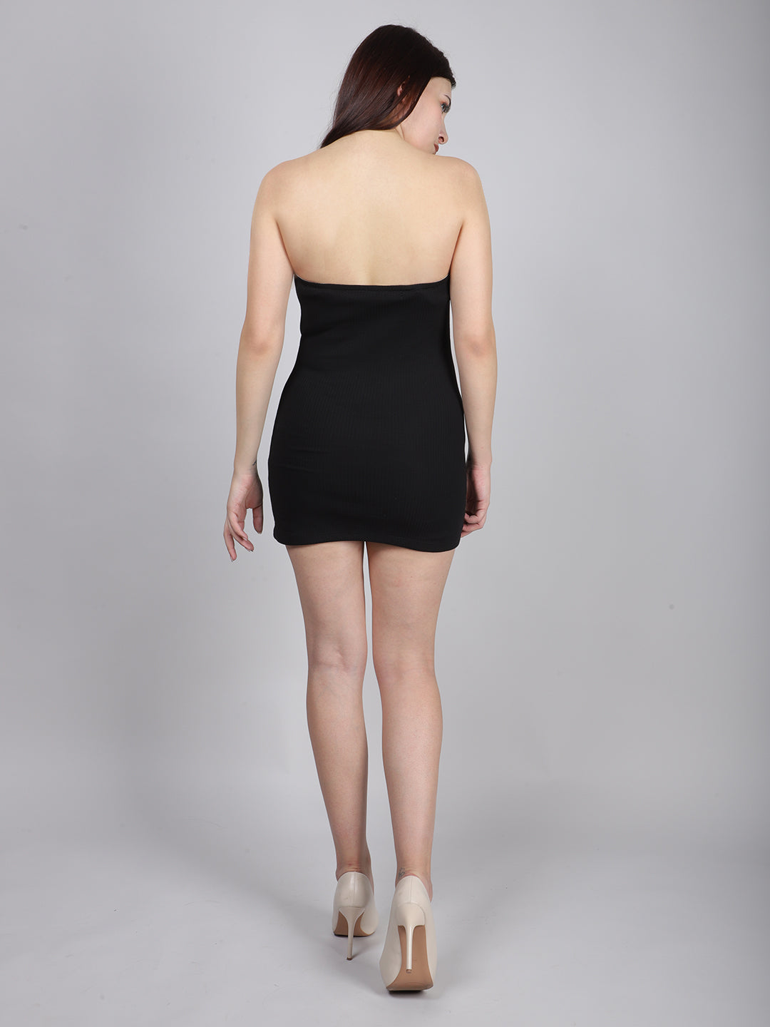 Black Rib Short Bodycon Dress