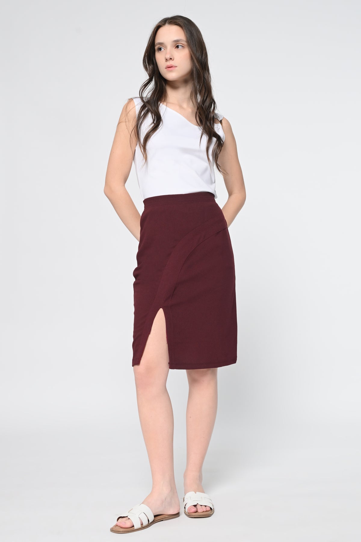 Buckel Top and Front Button Skirt Co-ord Set