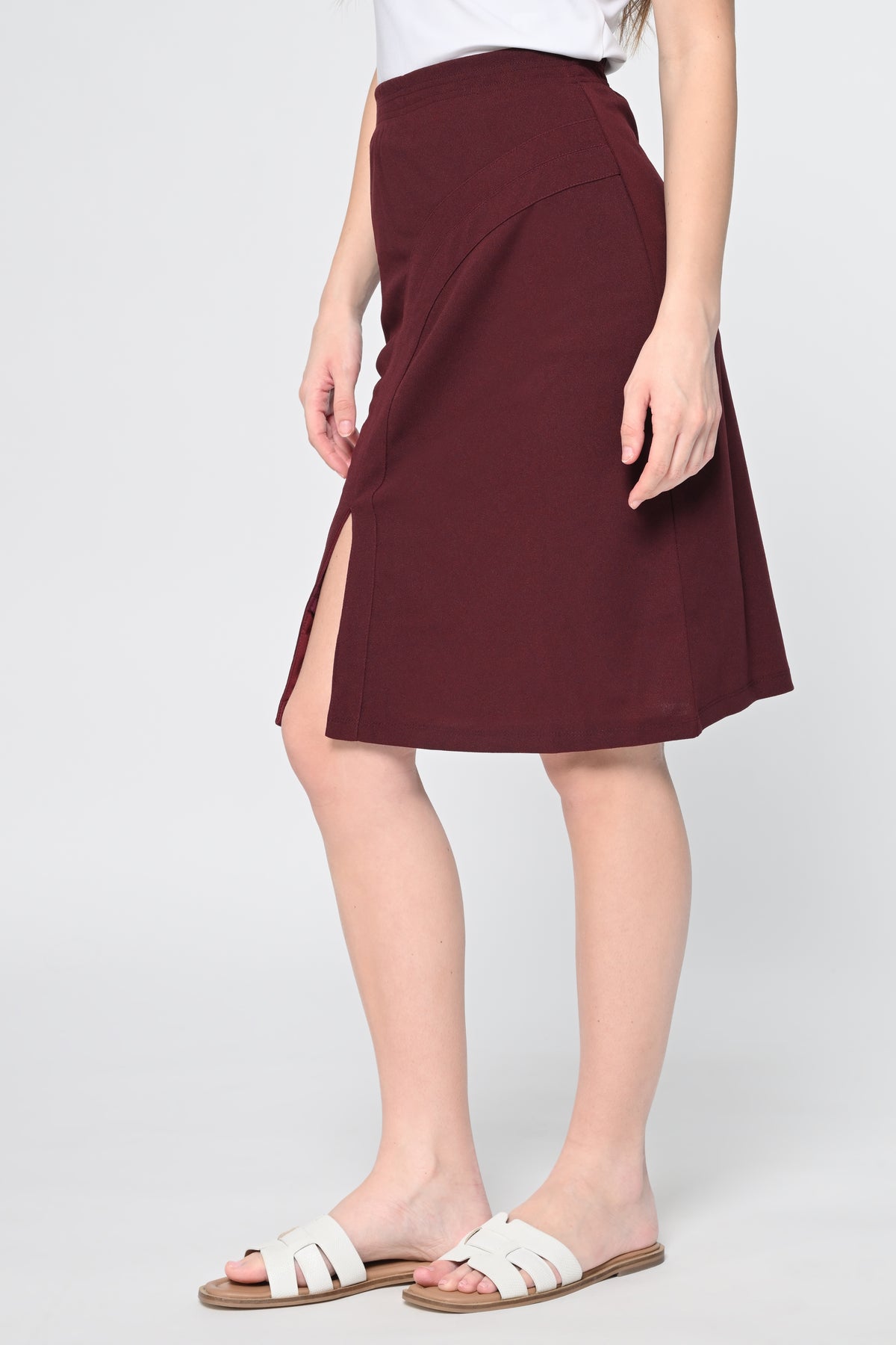 Maroon Slit Skirt