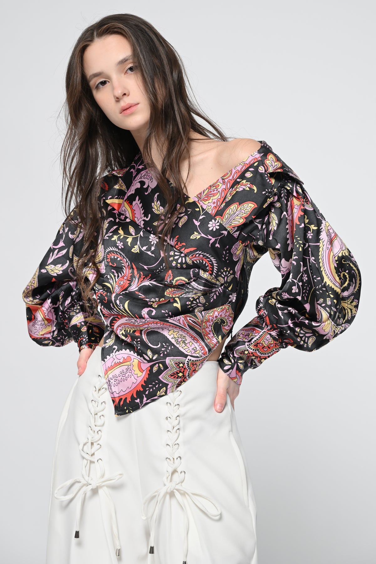 Luxe Paisley Satin Draped Top