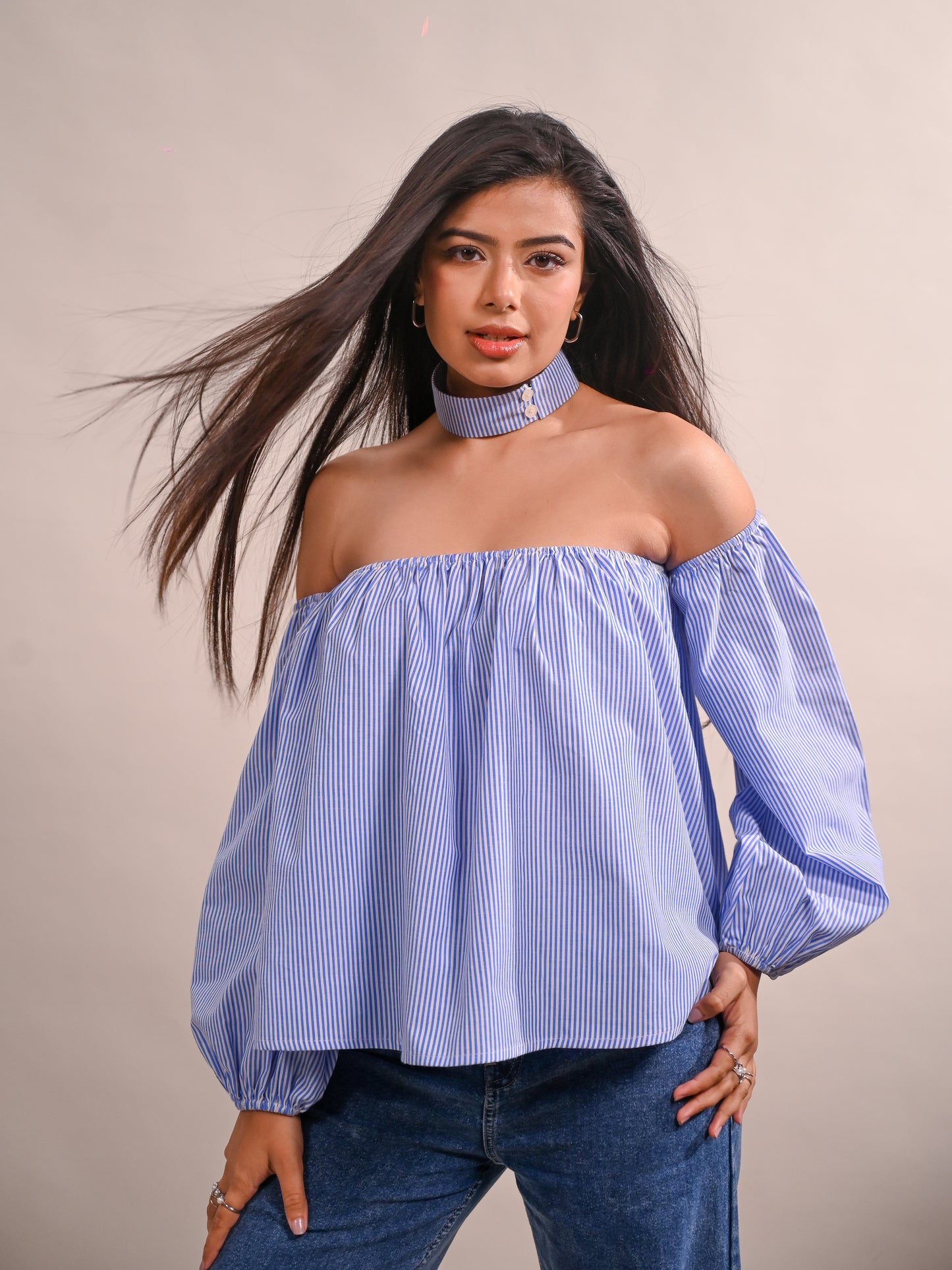 Off-Shoulder Striped Top