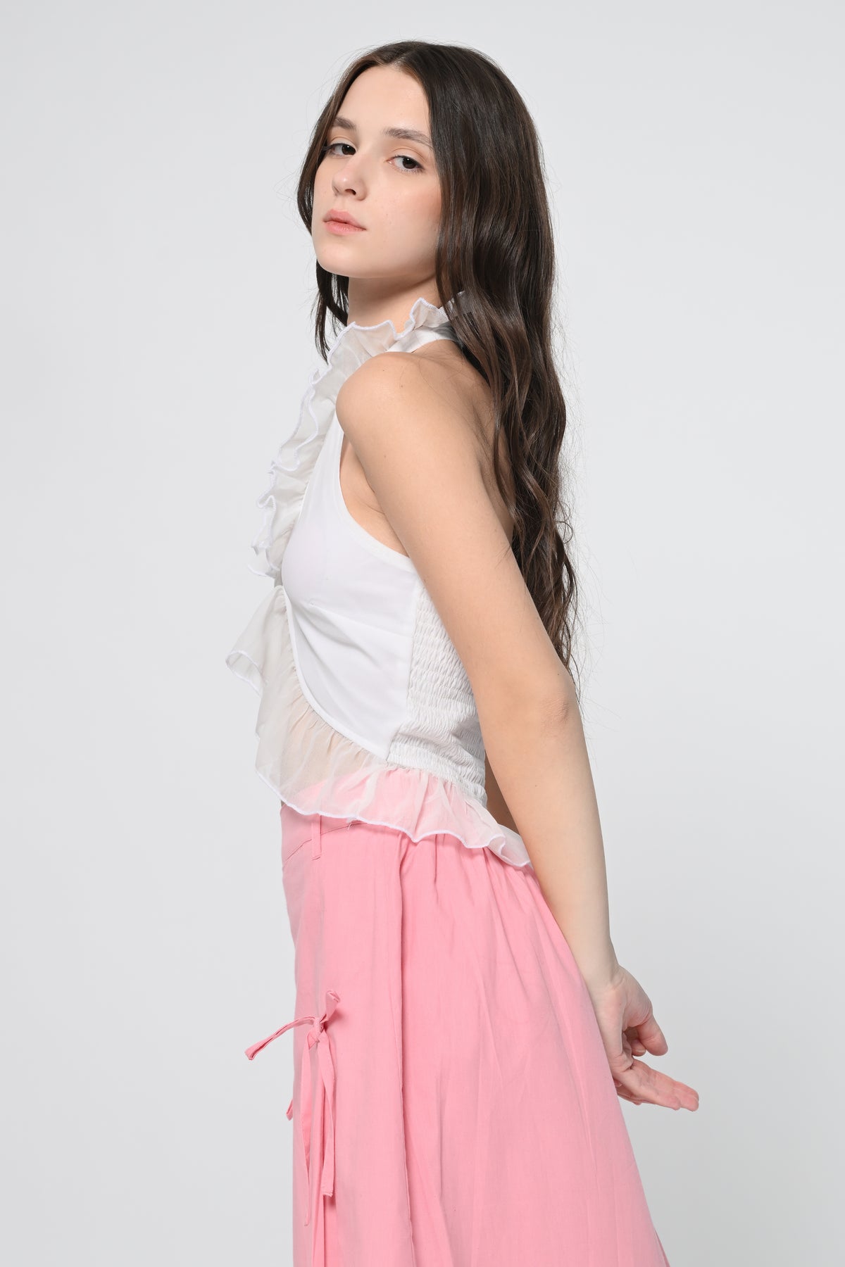 White HalterNeck Crop Top