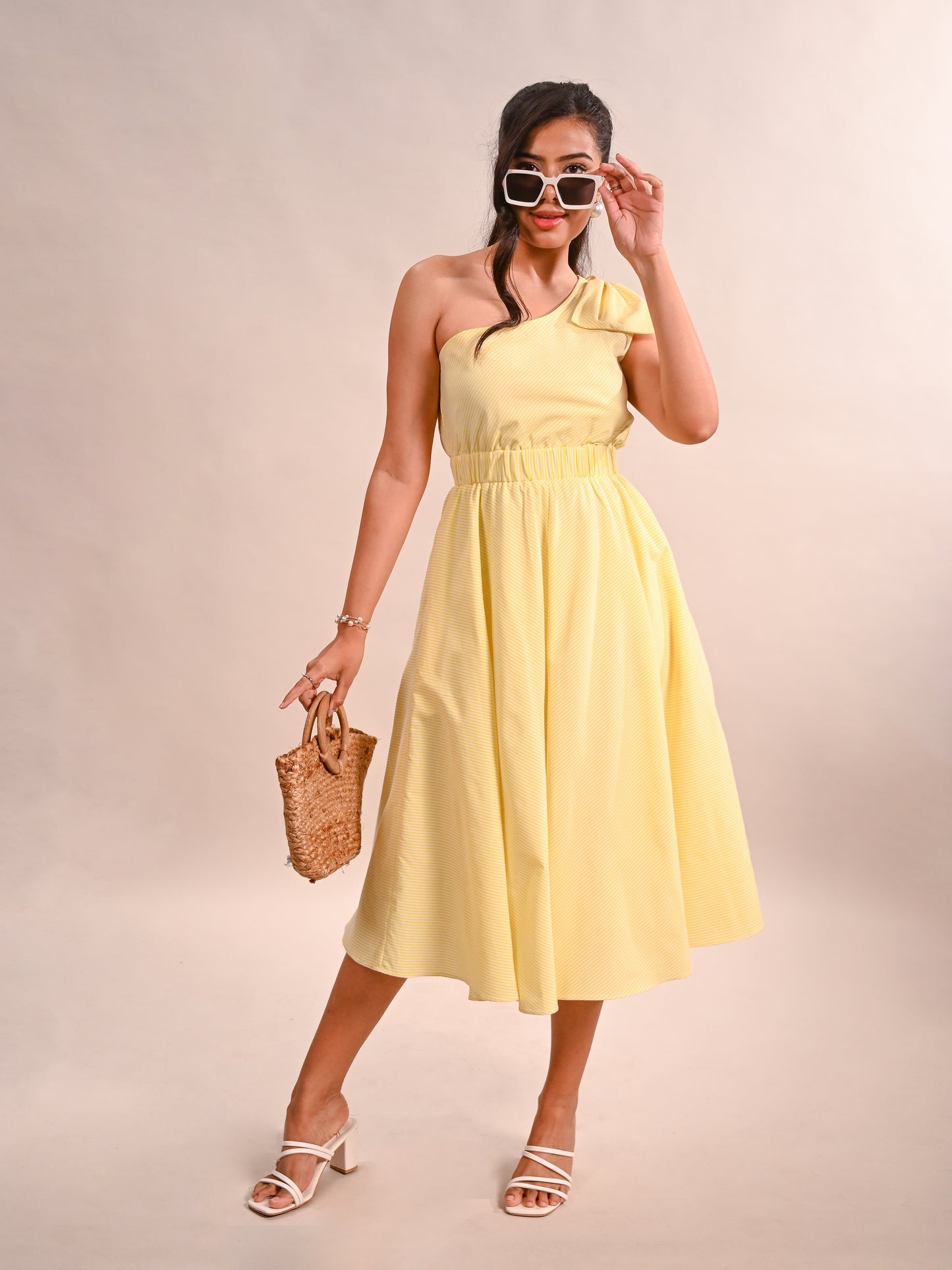 One Shoulder Midi length Dress