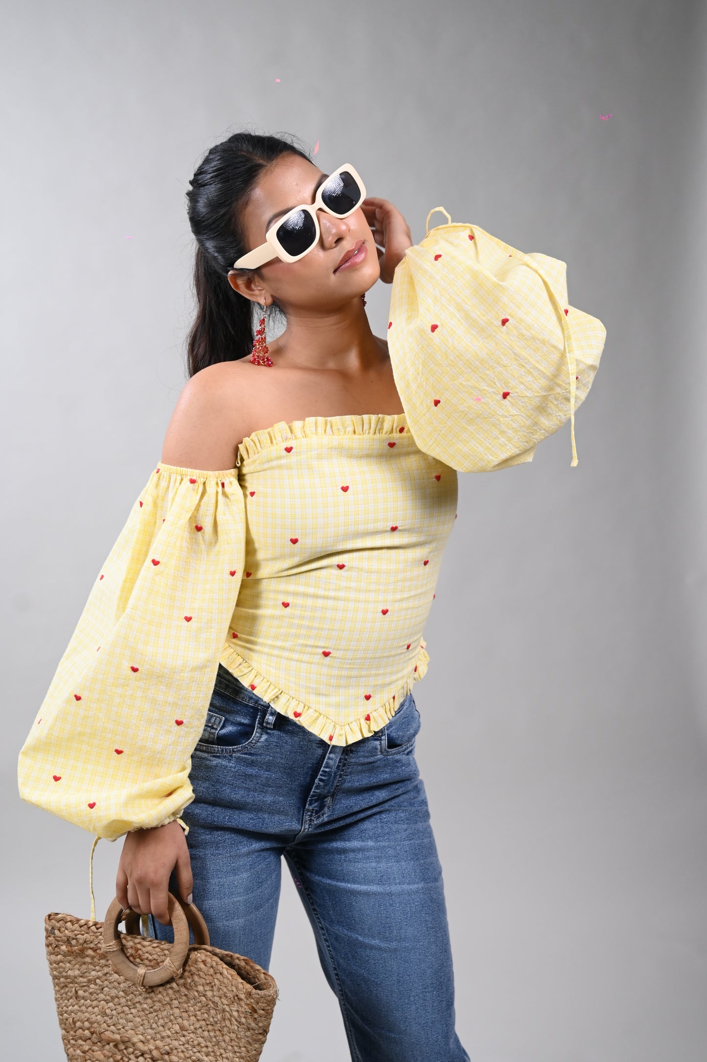 Sweetheart Smock Off-Shoulder Top