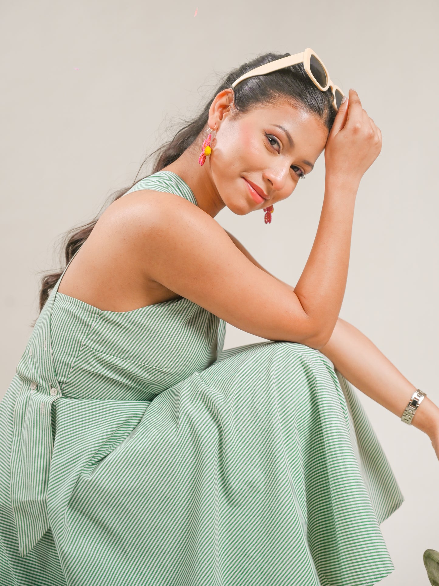 Twisted Halter Neck Flare Dress