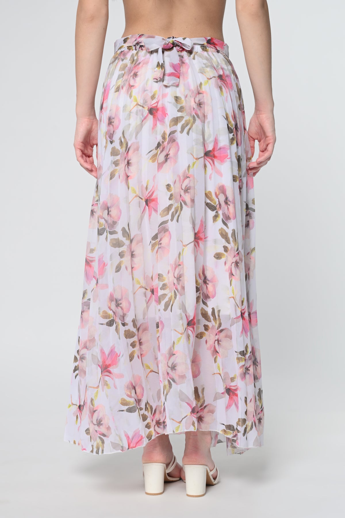 White Printed Plated Skirt