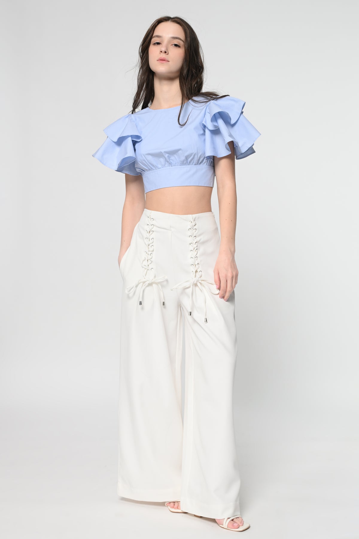 Blue Back Cut Out Cotton Top