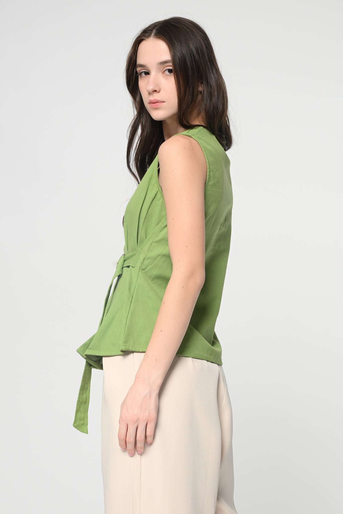 Green Buckel Peplum Top