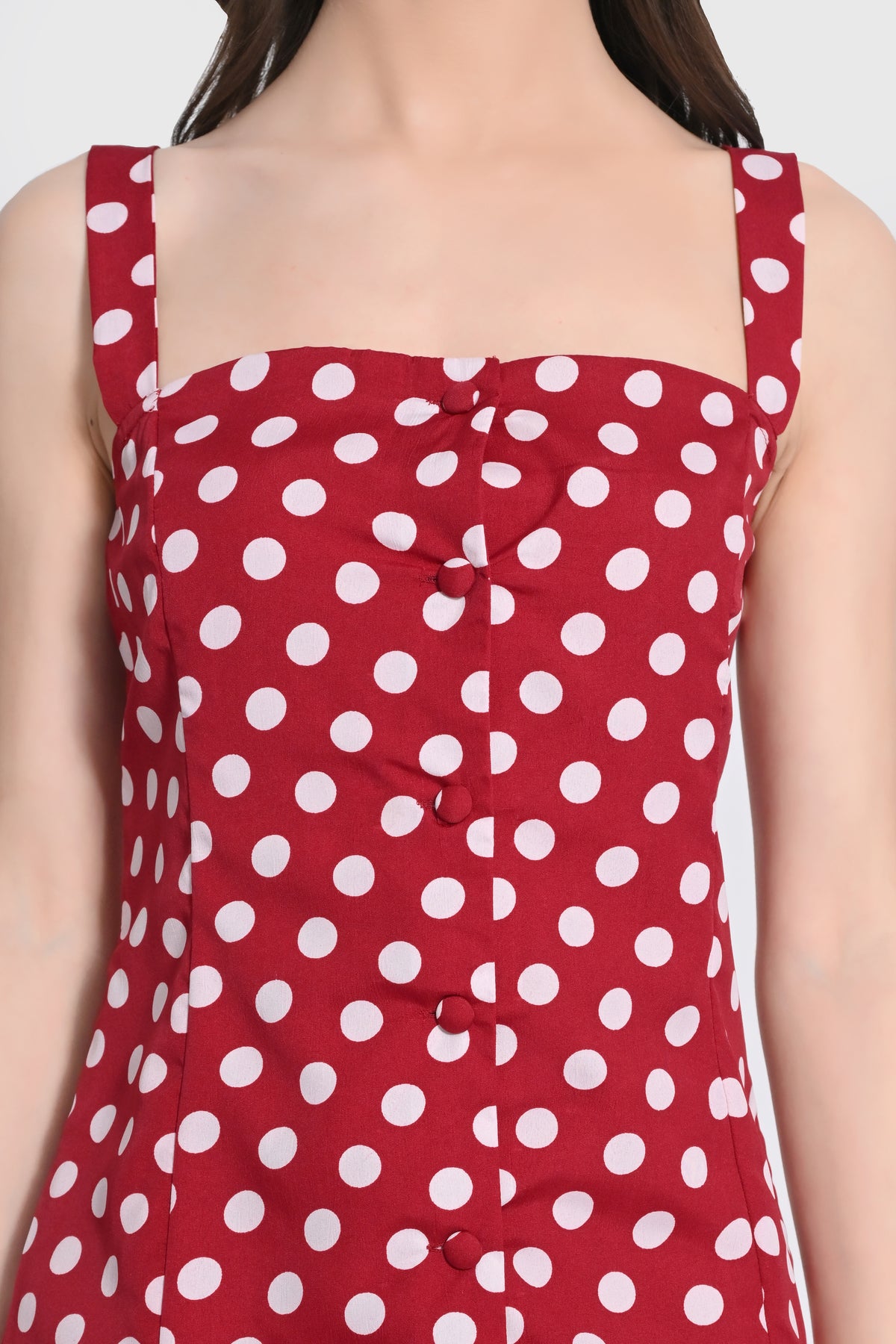 Strappy Polka Maroon Mini Dress