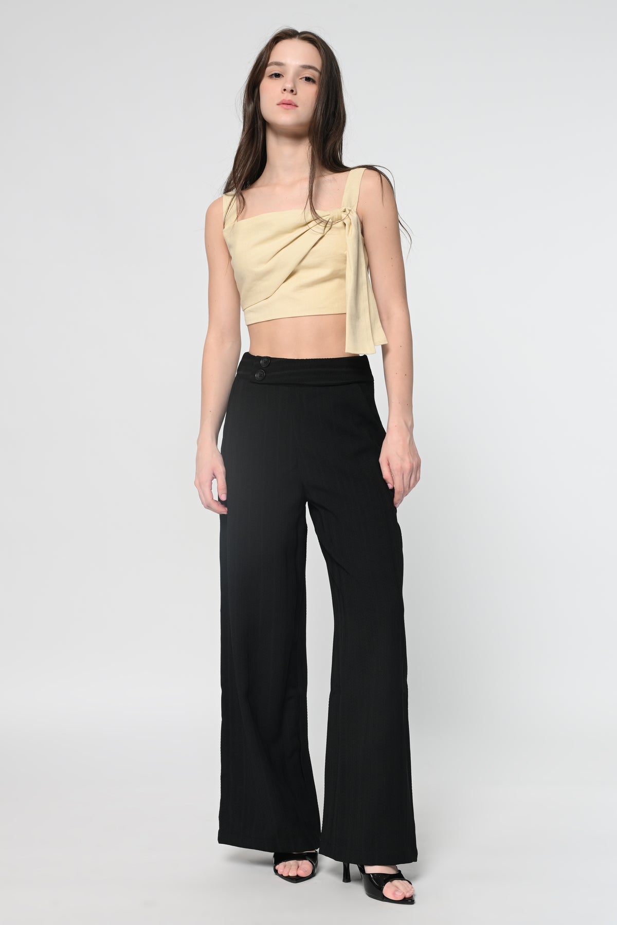 Beige Front Tie Top