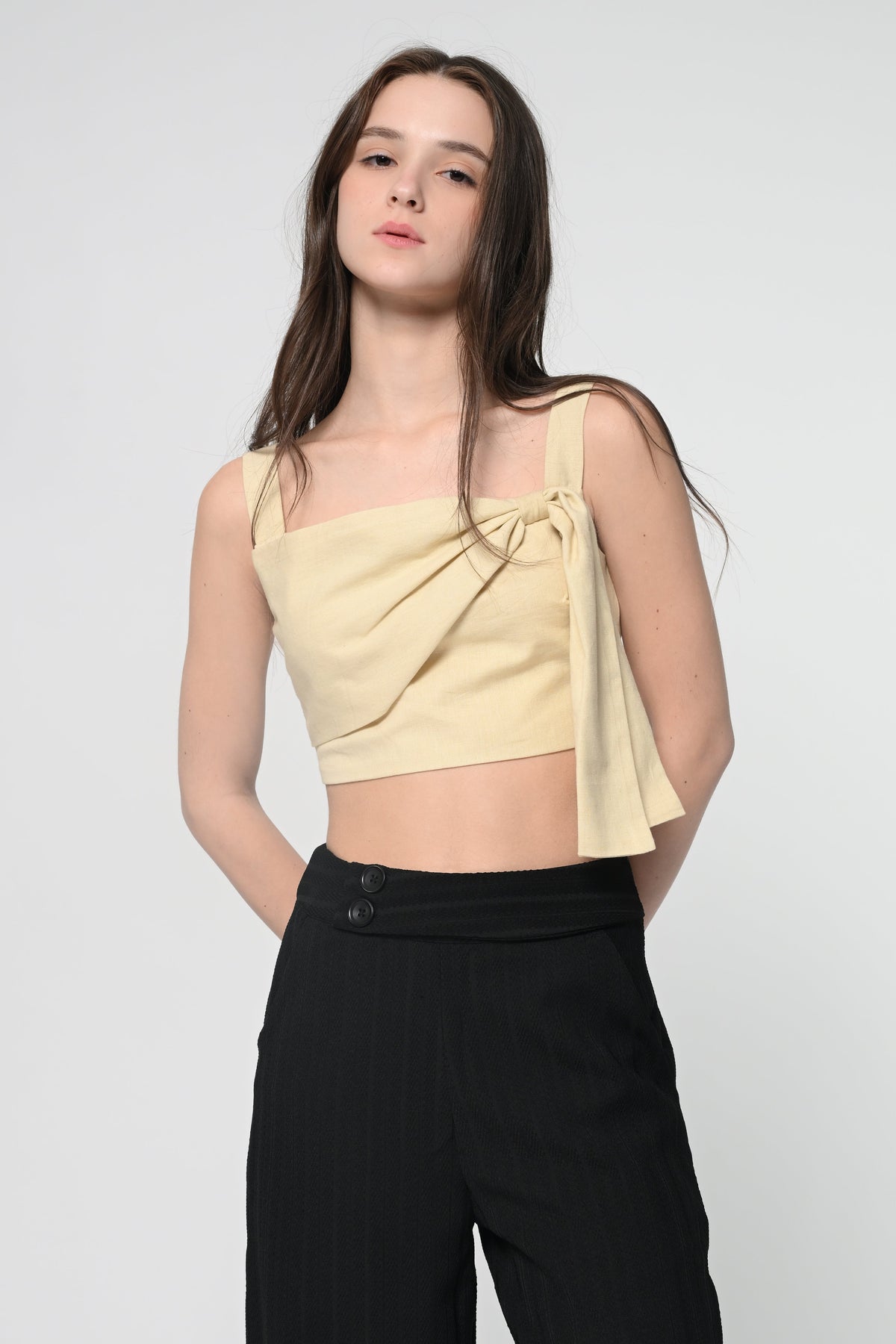 Beige Front Tie Top