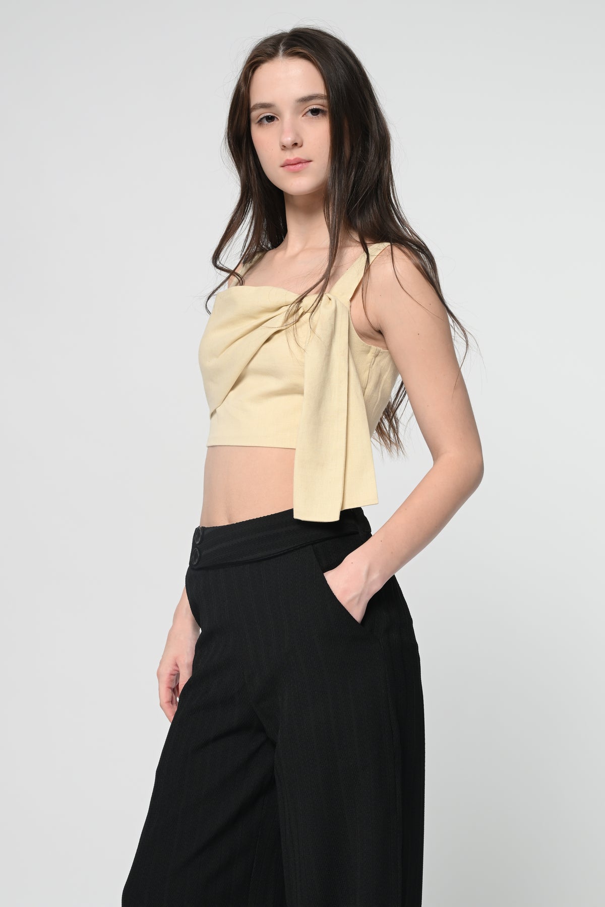 Beige Front Tie Top