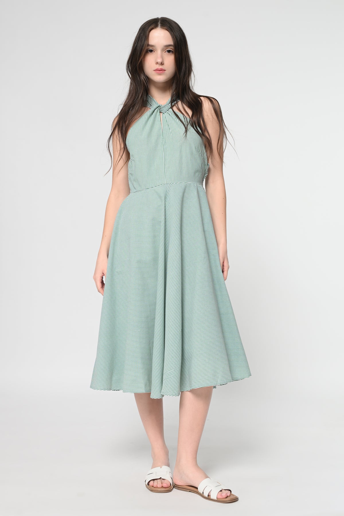 Twisted Halter Neck Flare Dress