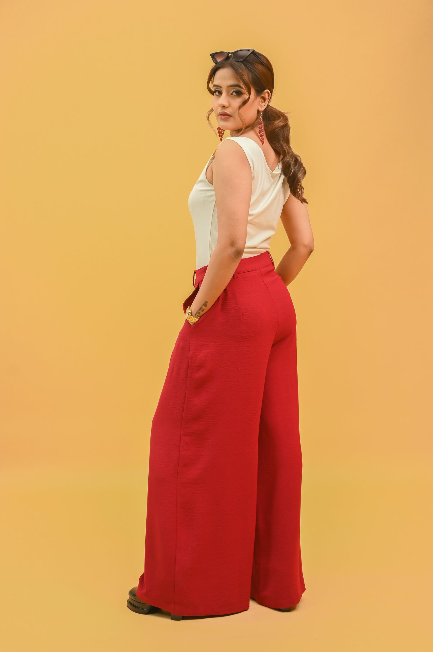 Maroon Front-Pleated Trousers