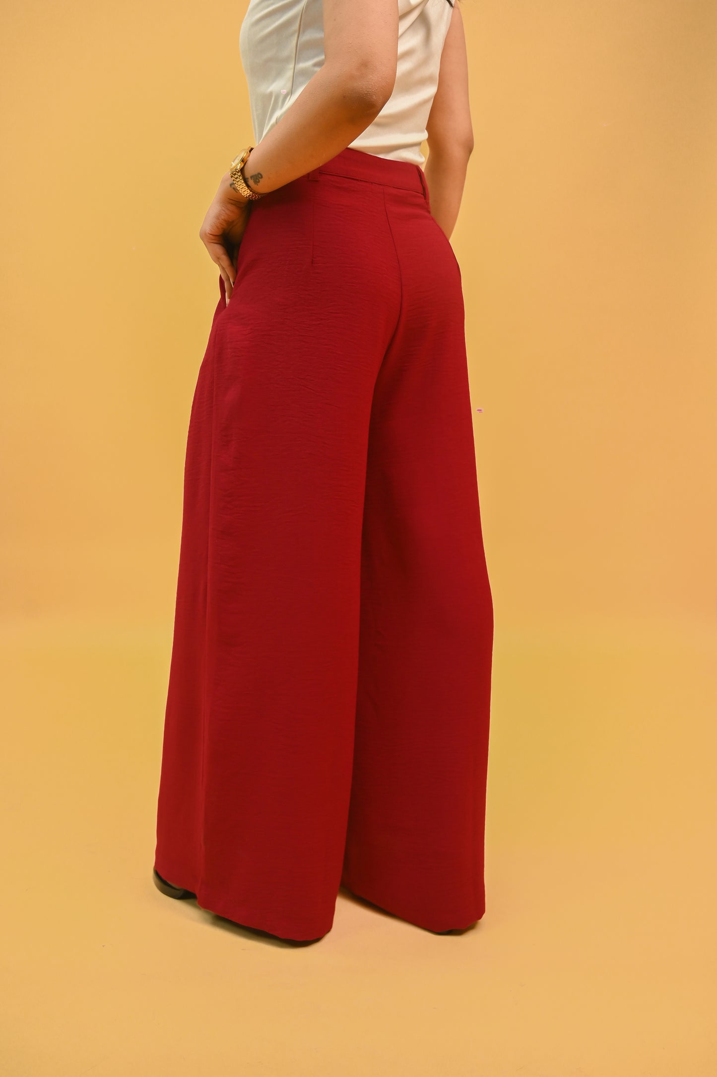 Maroon Front-Pleated Trousers