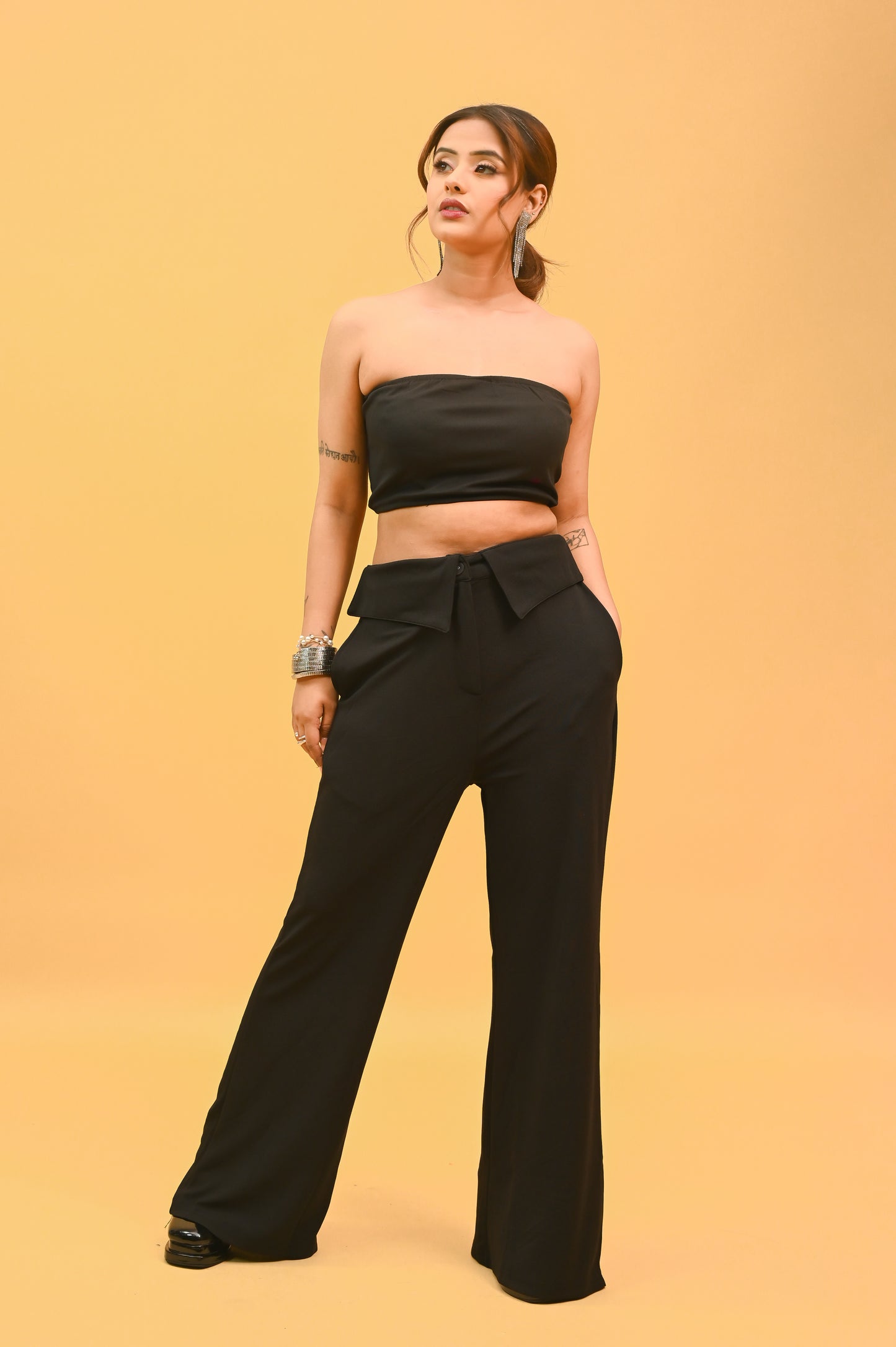 Black Tube With Pant Cord Set