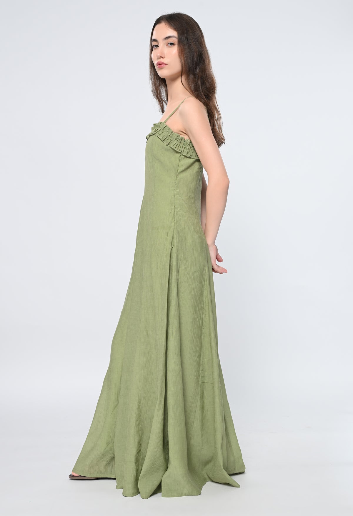 Sage Ruffle Maxi Dress