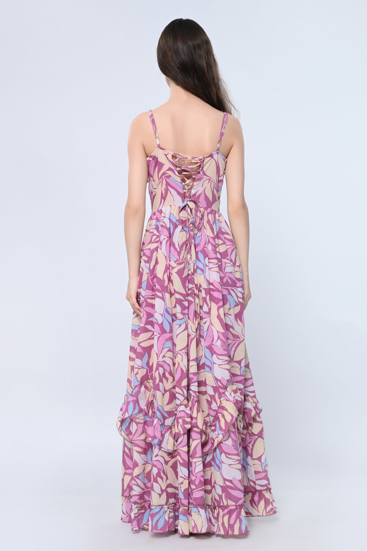 Pink Print Floral Maxi Dress