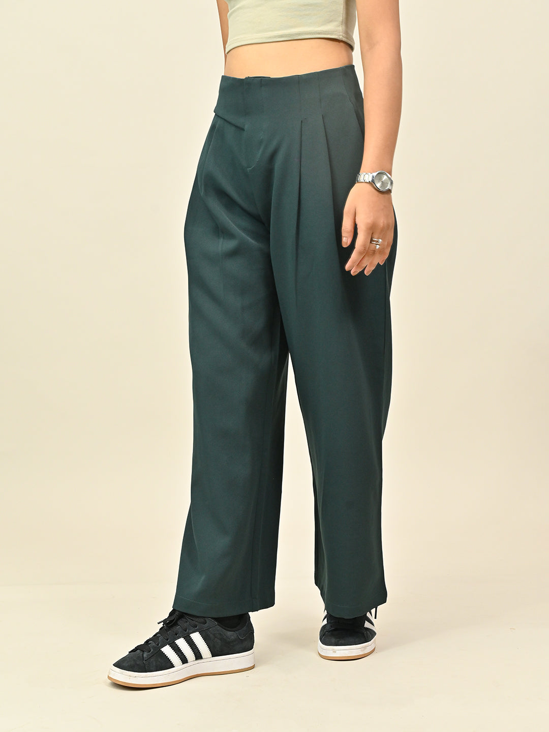 GREEN STRAIGHT FIT PANTS