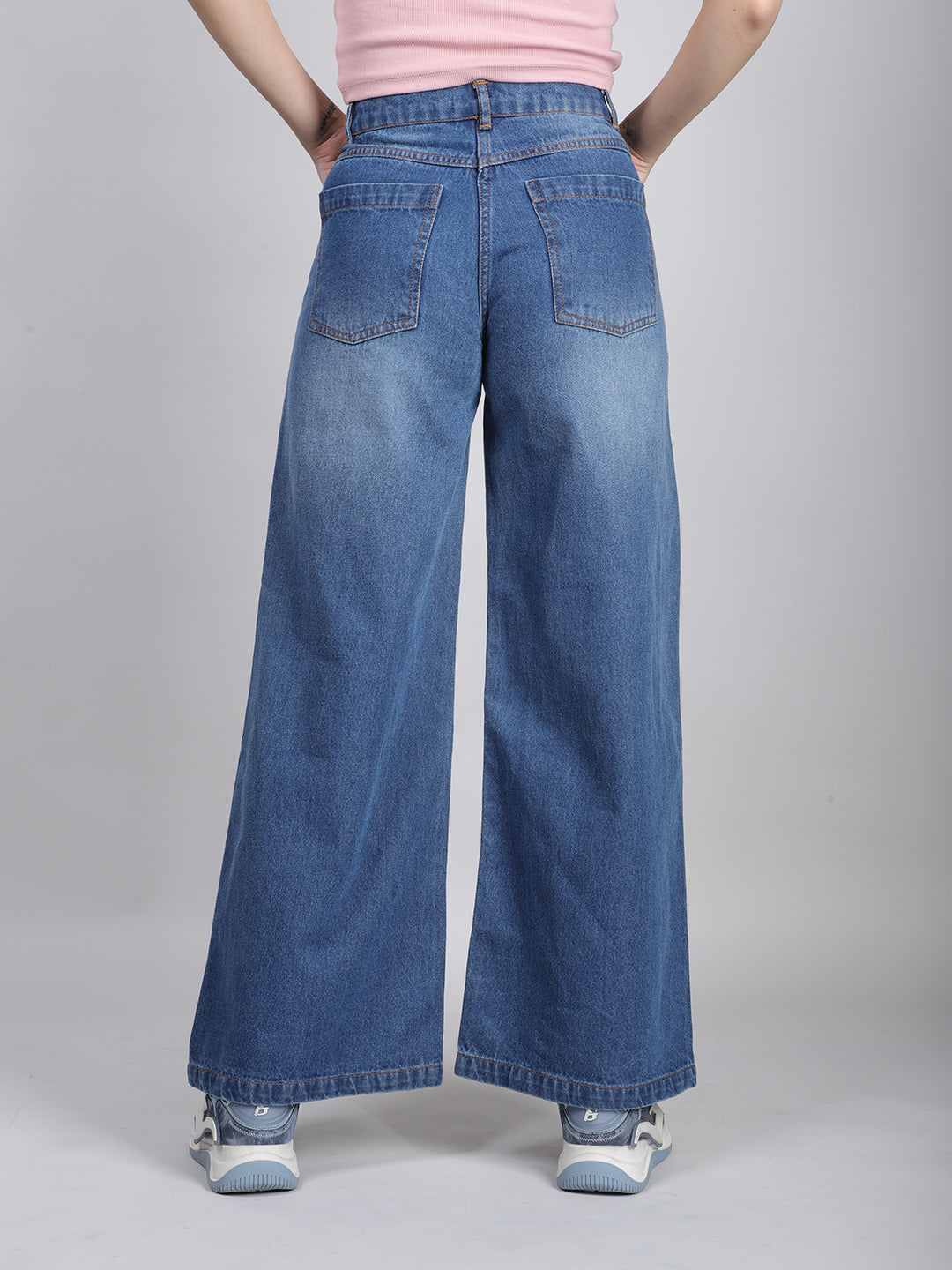 Blue Straight Fit Ripped Denim Jeans