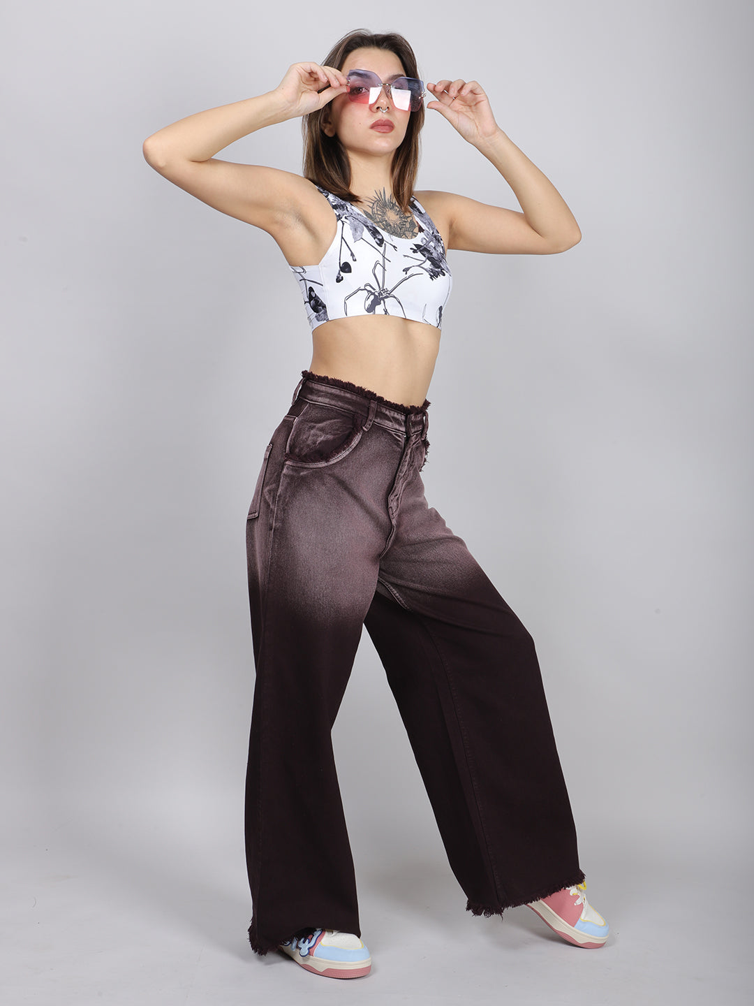 Straight Fit Ombre Raw Edges Jeans