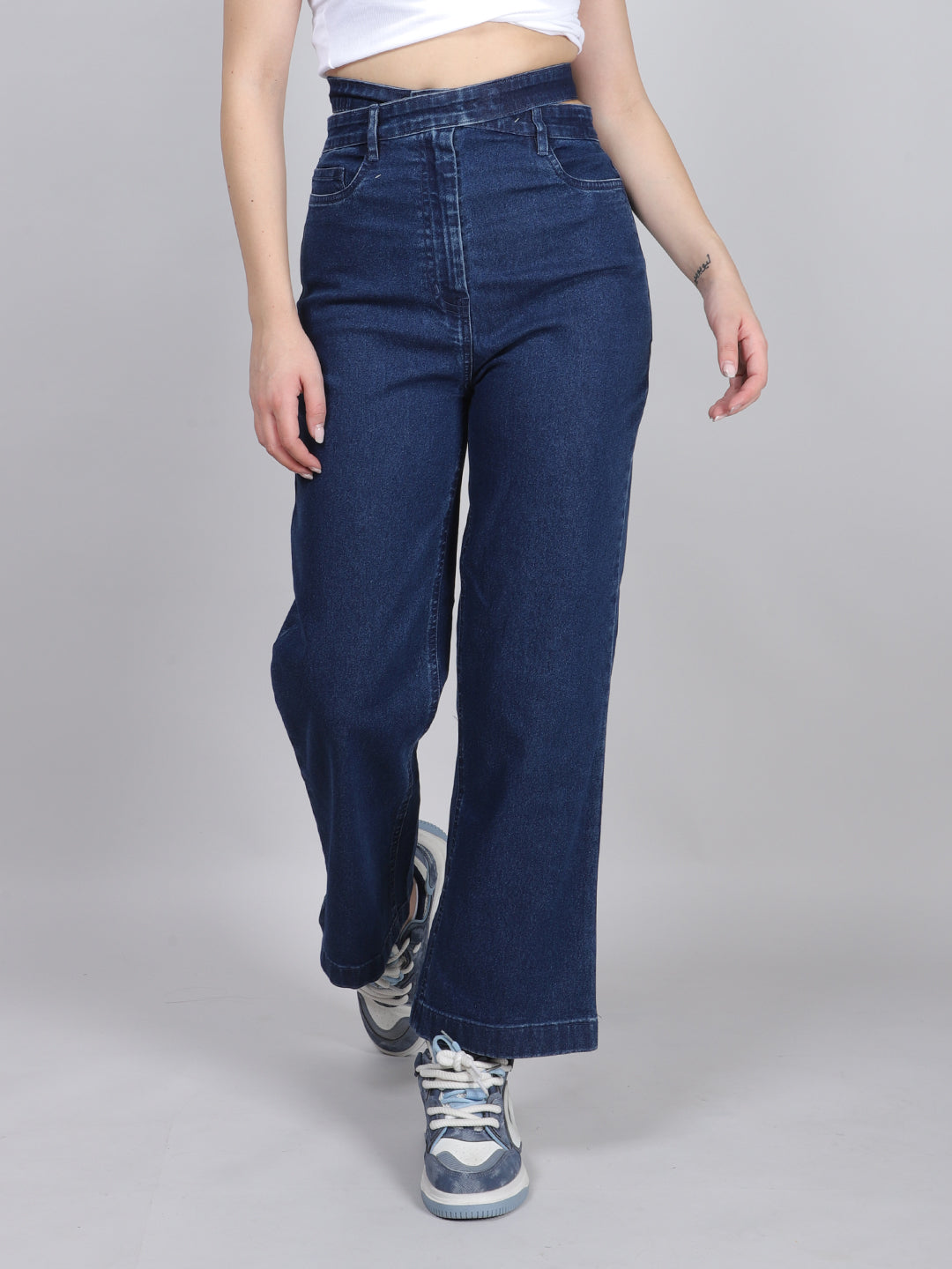 Straight Fit Long Belted Jeans