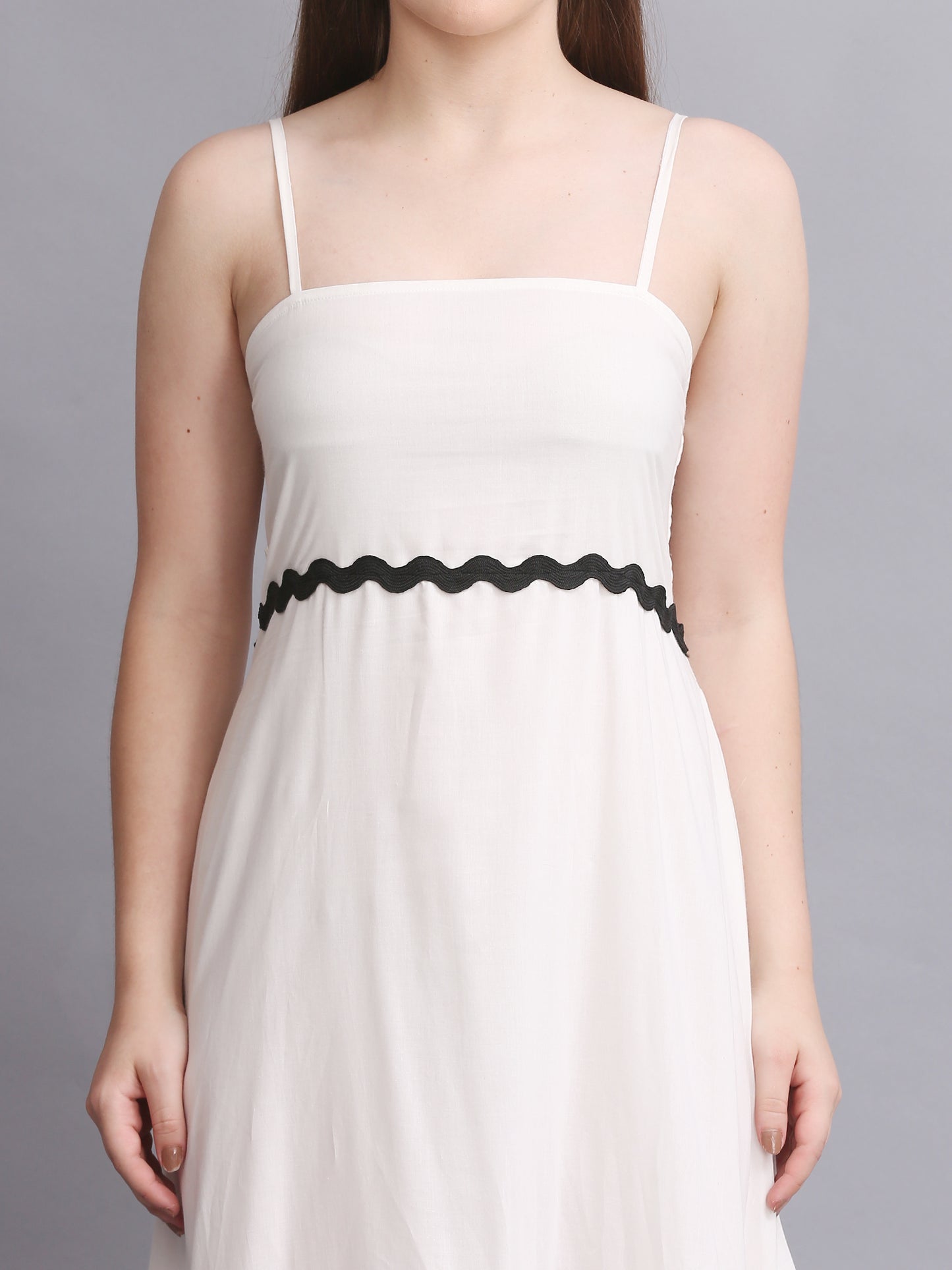 WHITE COTTON FIT FLARE MAXI DRESS