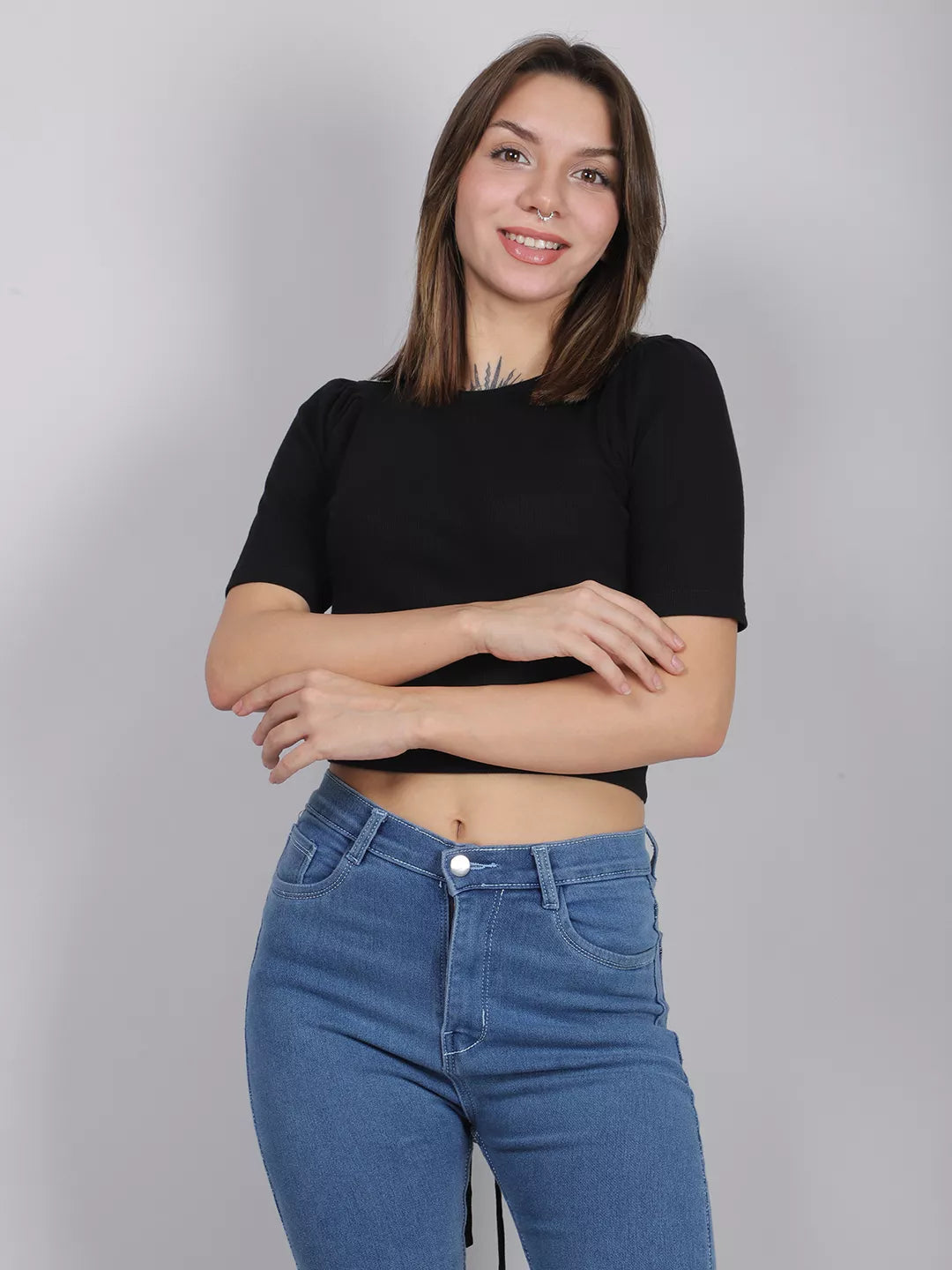 Black Back Cut-Out Rib Top