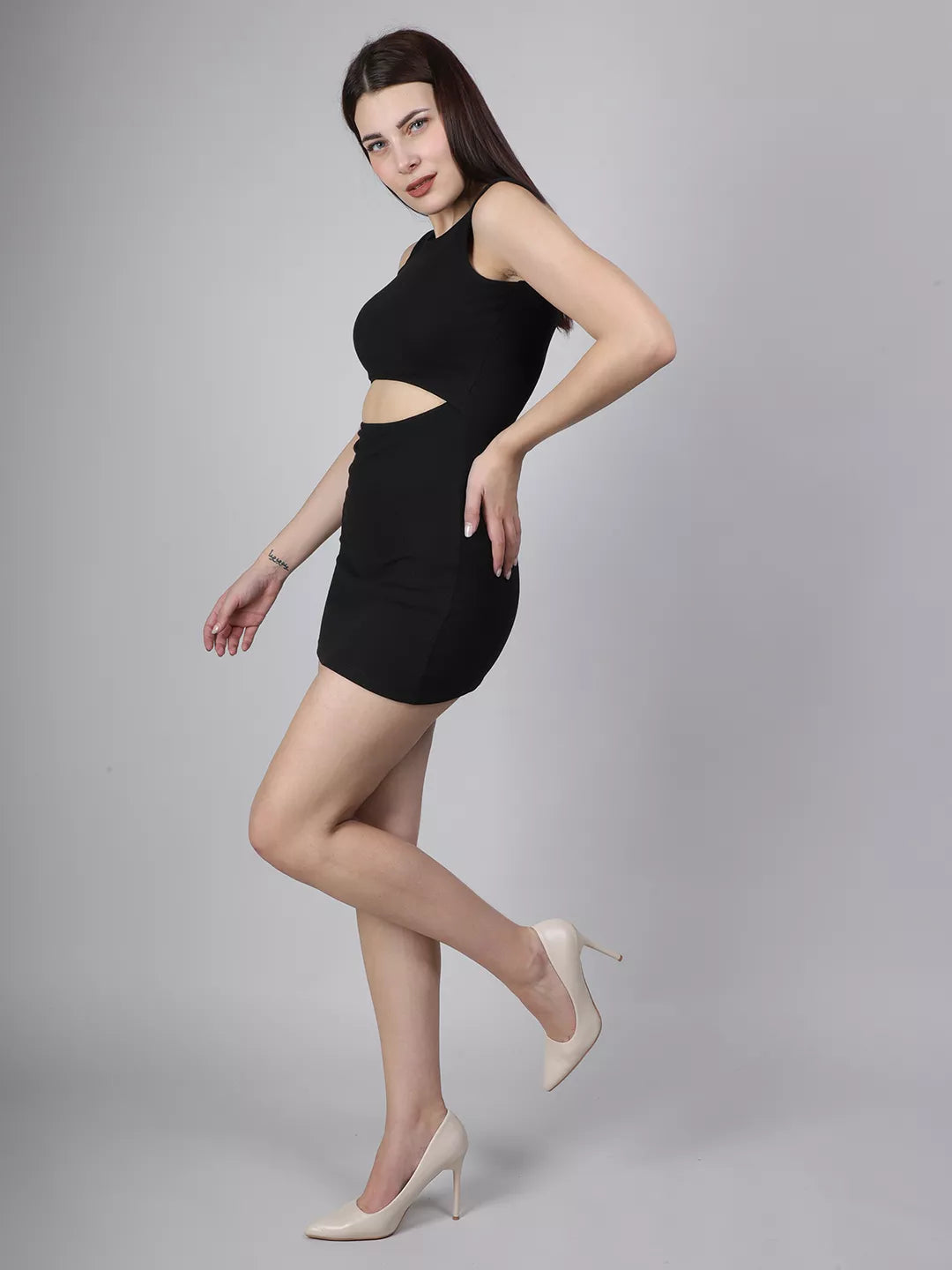 Waist Cut-Out Rib Dress
