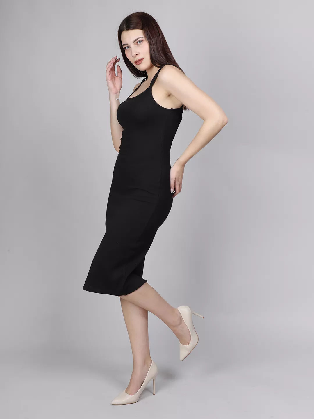 Black Double Strap Bodycon Dress