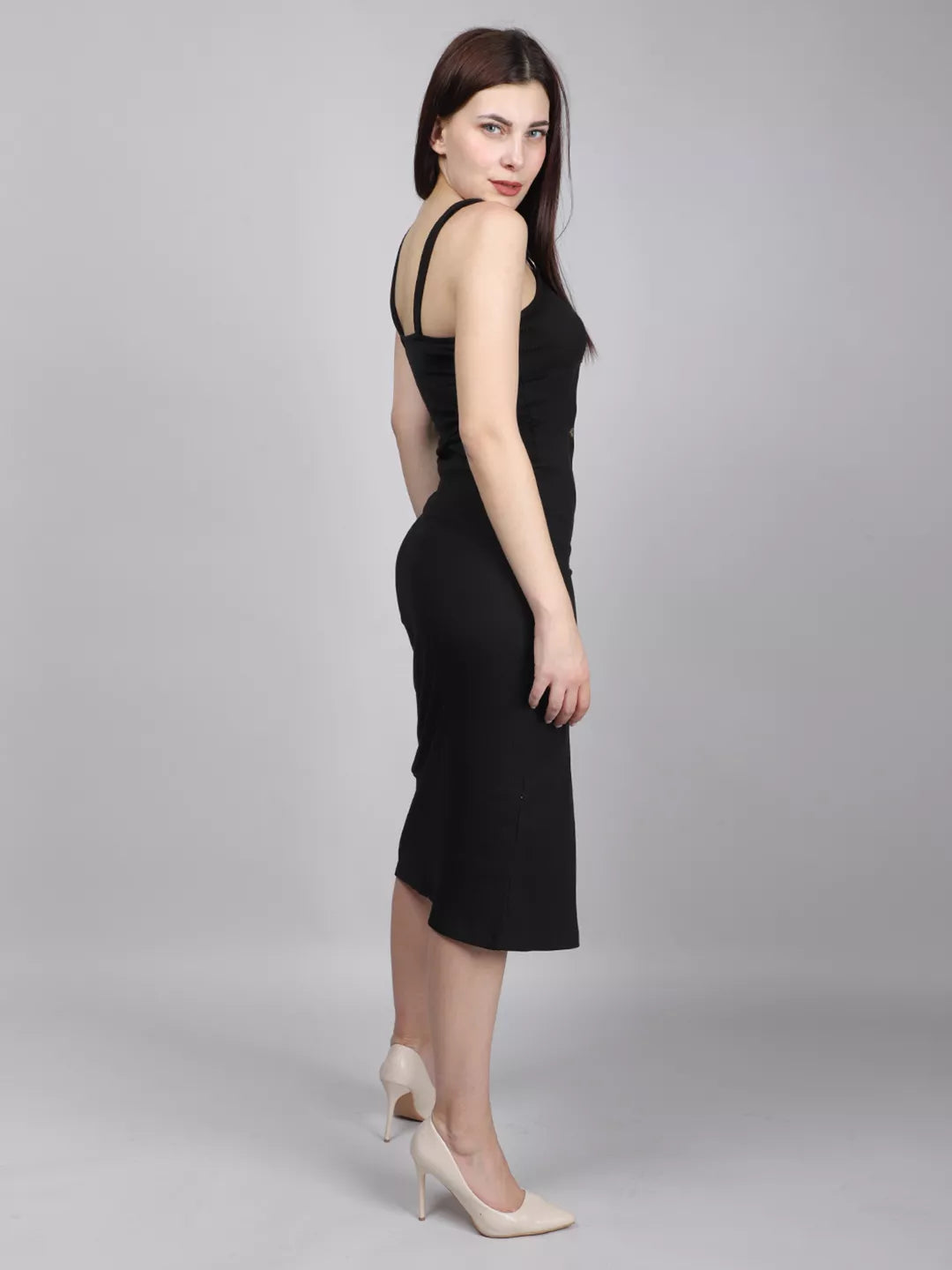 Rib Front Button Dress