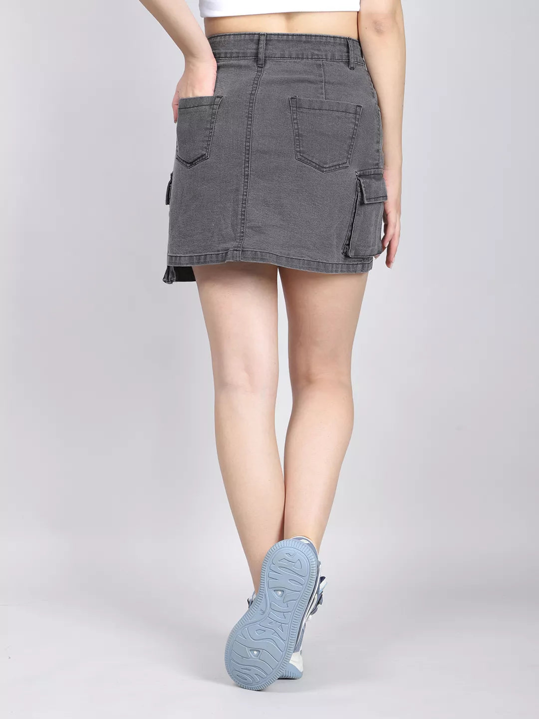 Patch Pocket With Charcoal Mini Skirt