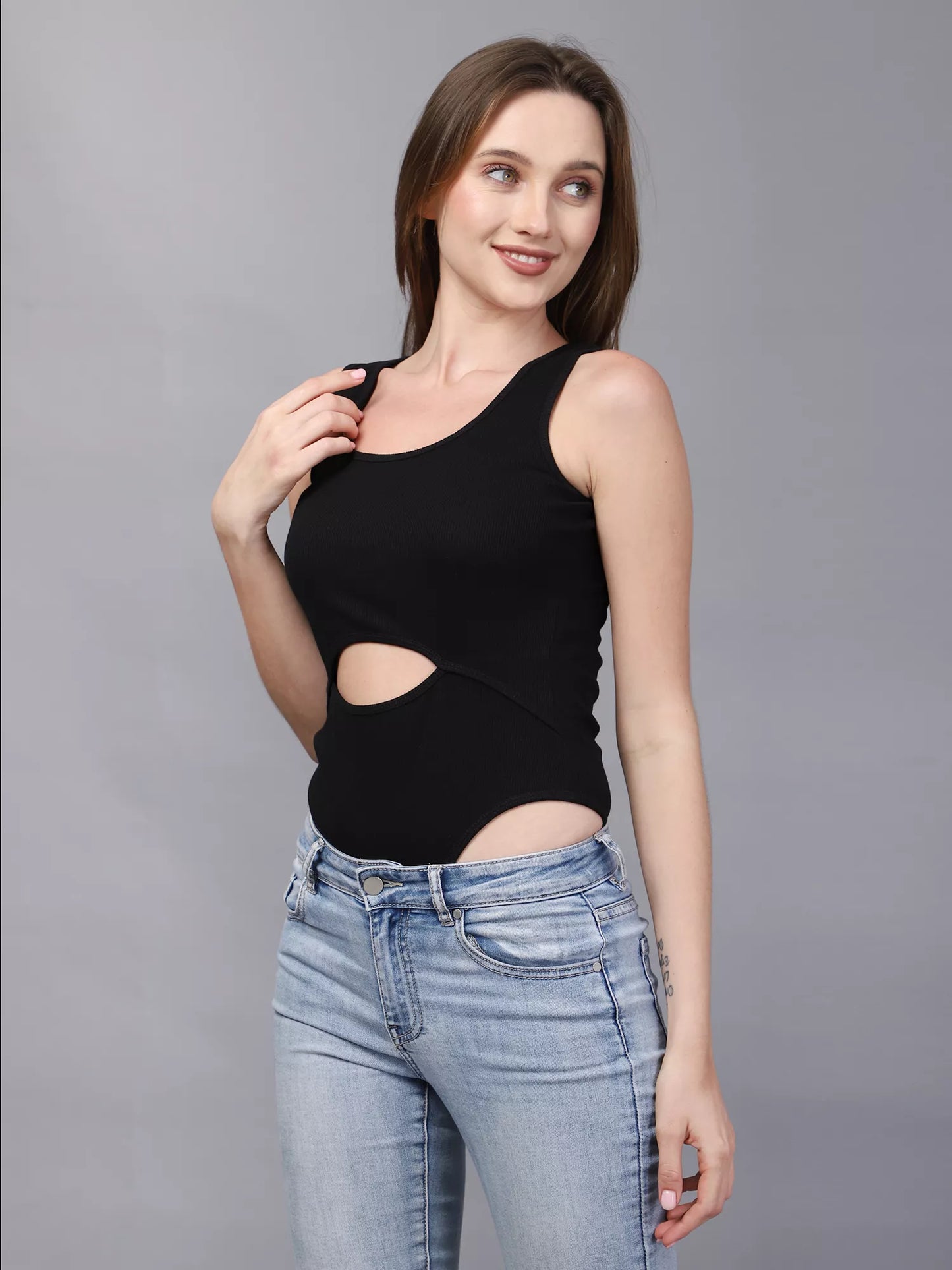 Black Moon Cutout Bodysuit