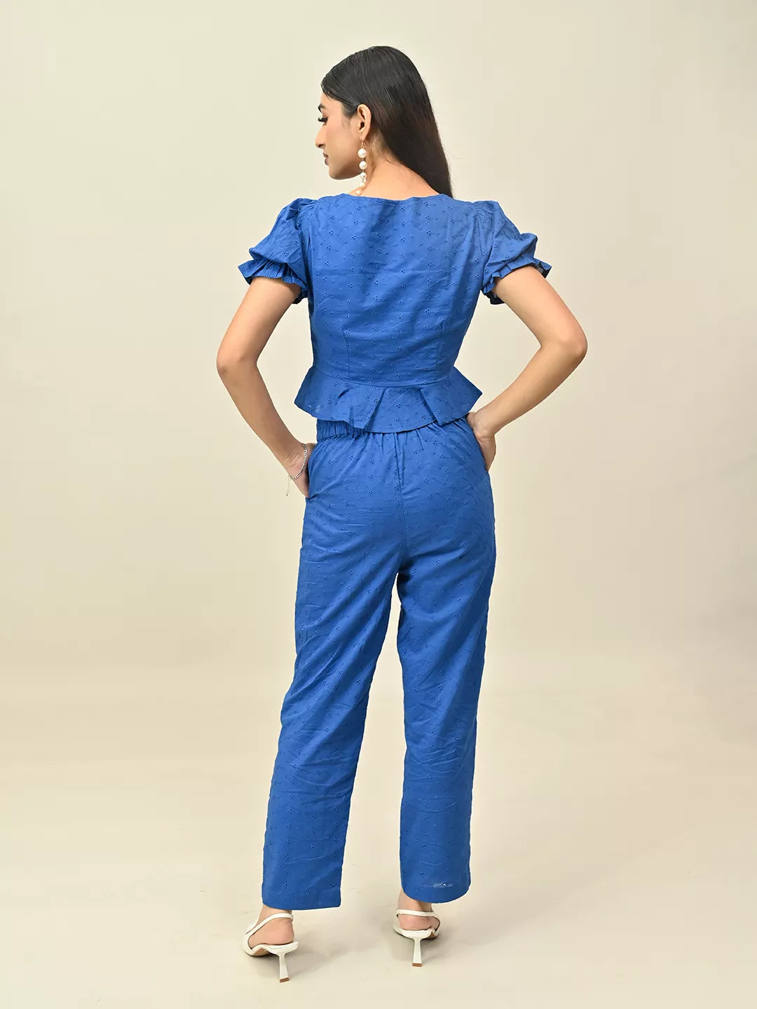 Royal Blue Schiffli Co-Rd Set