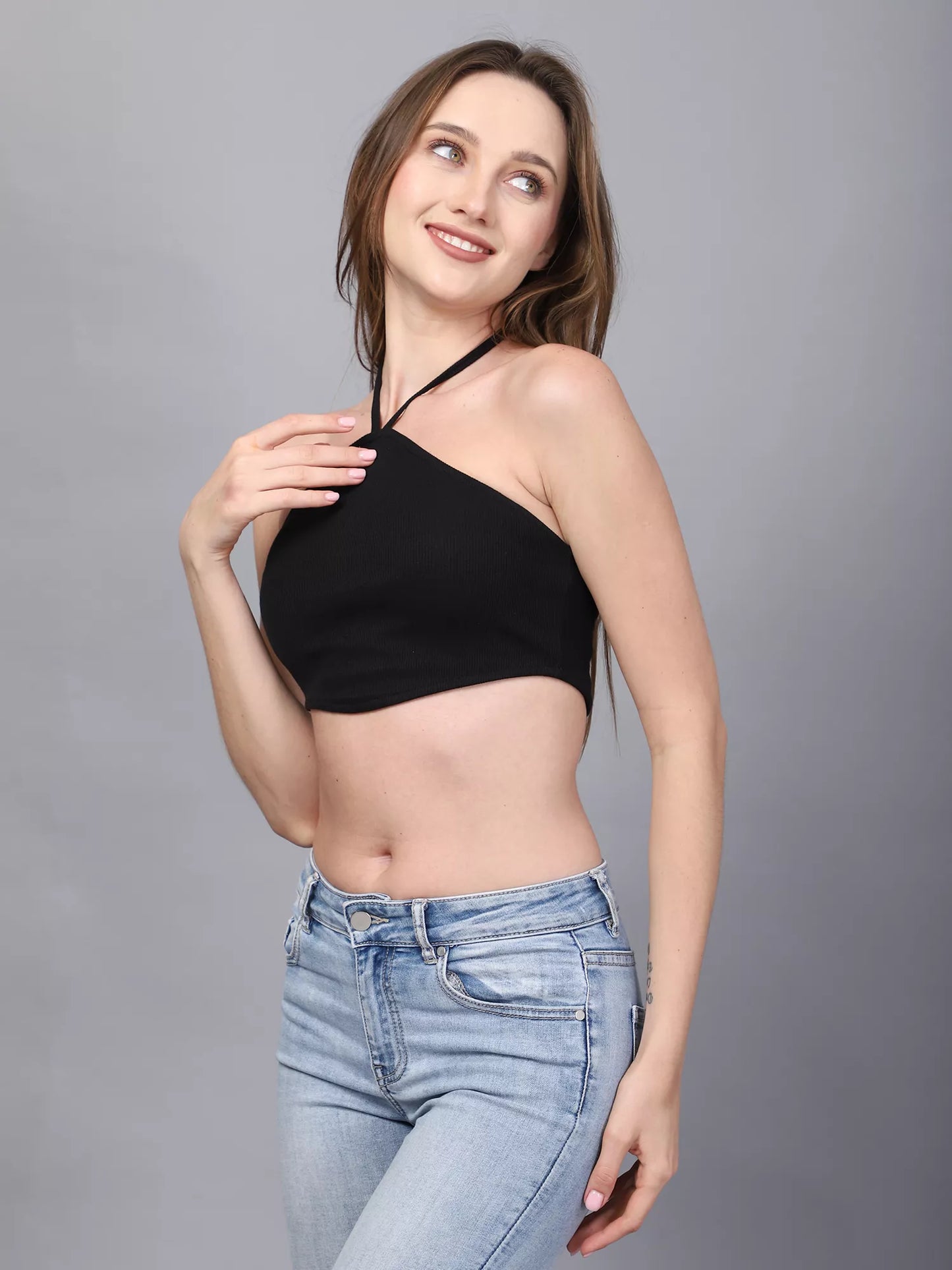 Black Halter Neck Tube Top