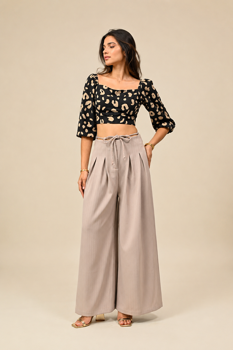 Modern Muse Printed Crop Top & Wide-Leg Pants Co-Ord Set