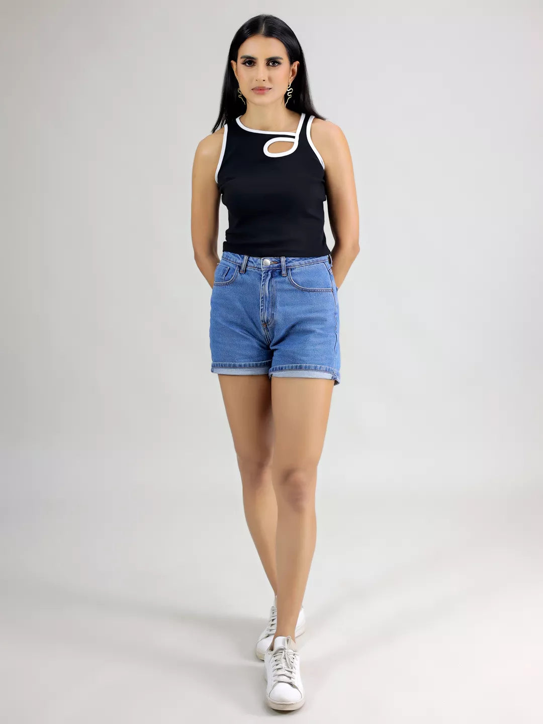 Black Rib Front Rib Tank Top