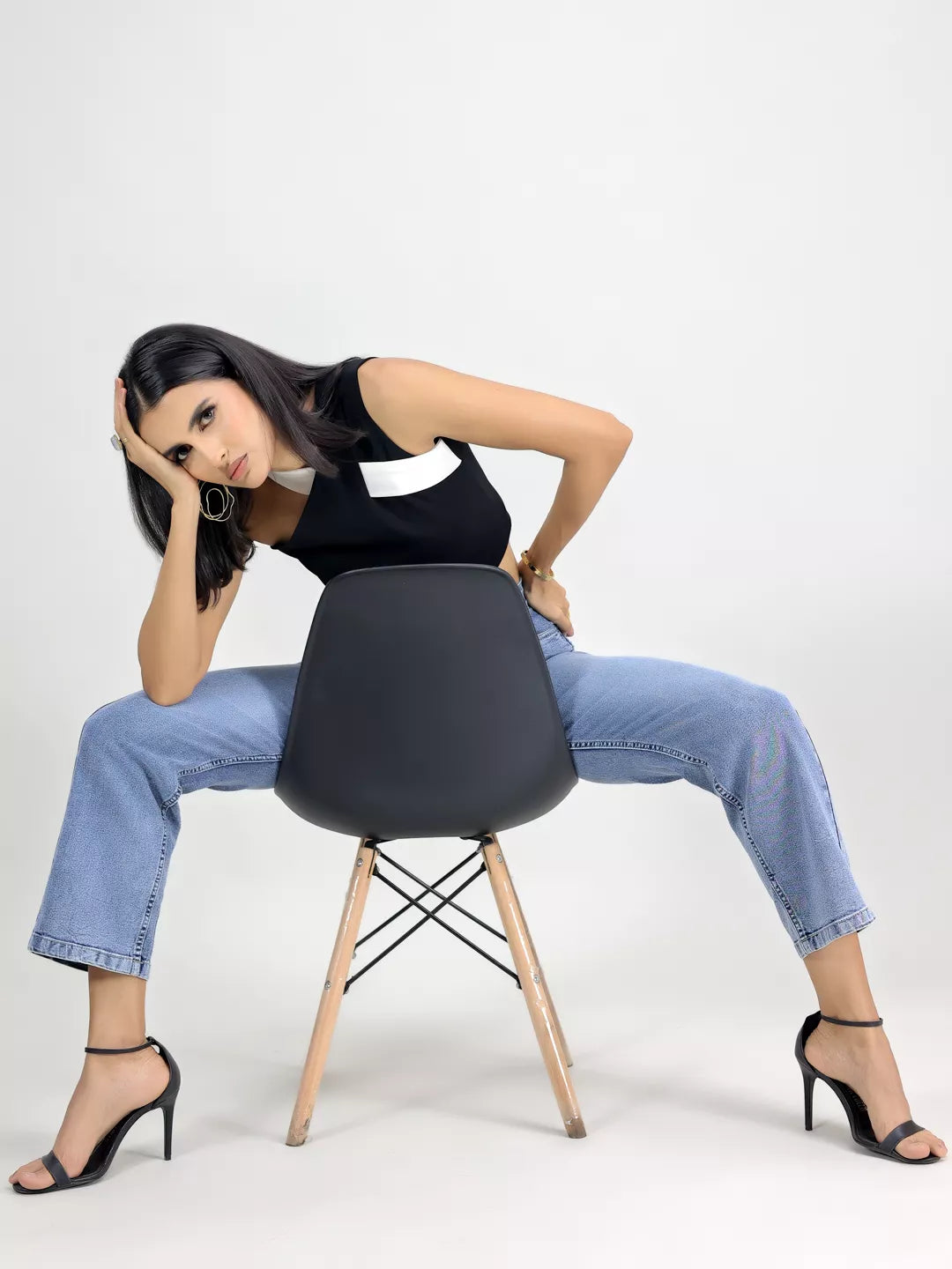 Black Front Cris Cross Top