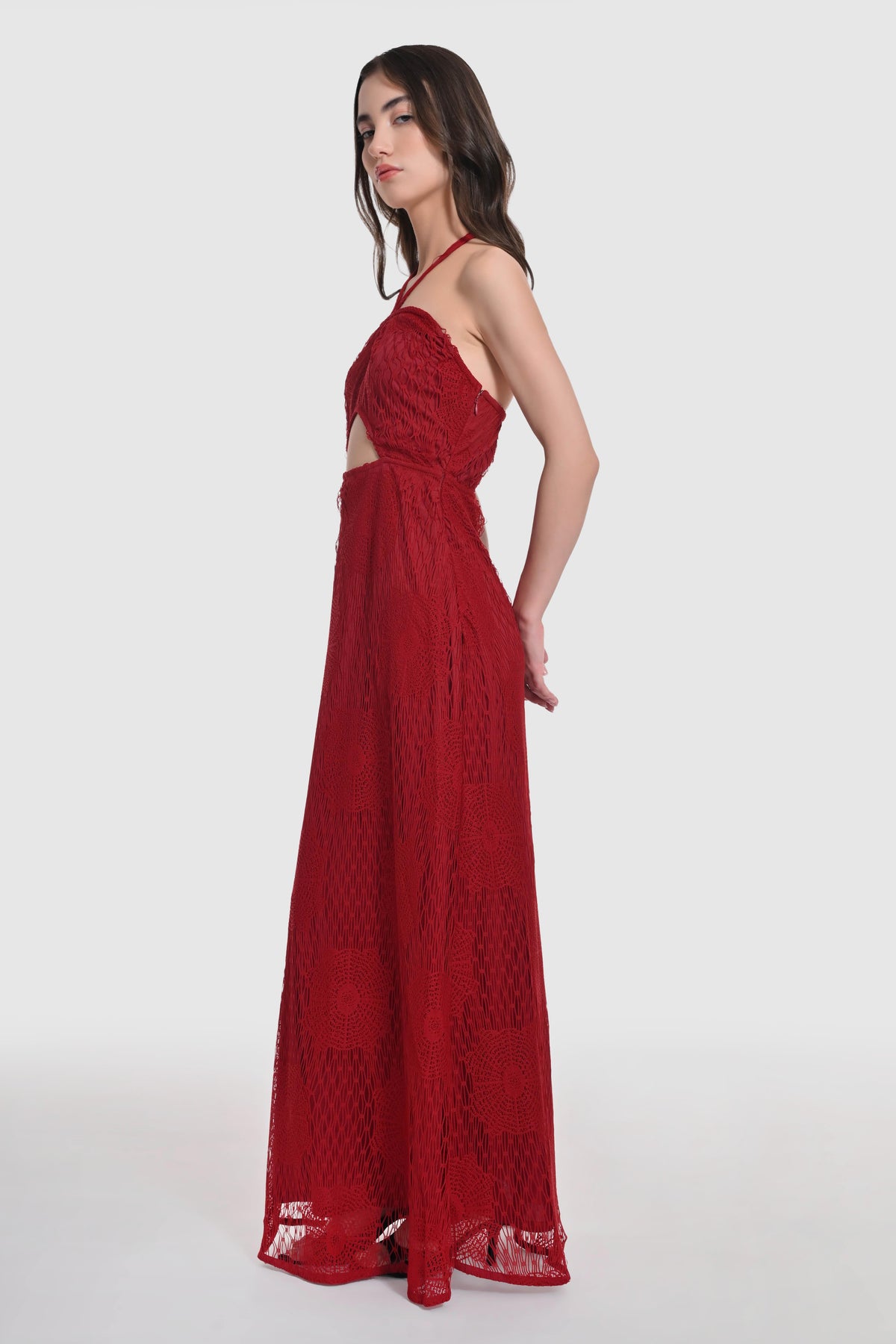 Crimson Eclipse Cutout Dress