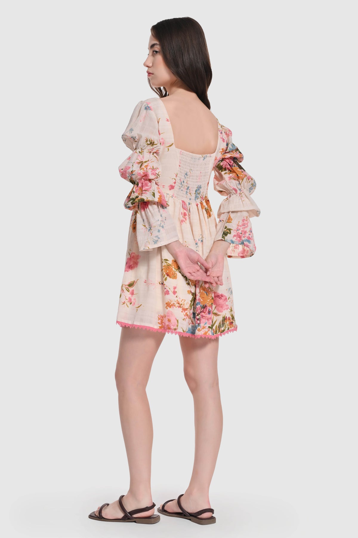Vintage Floral Statement Sleeve Dress