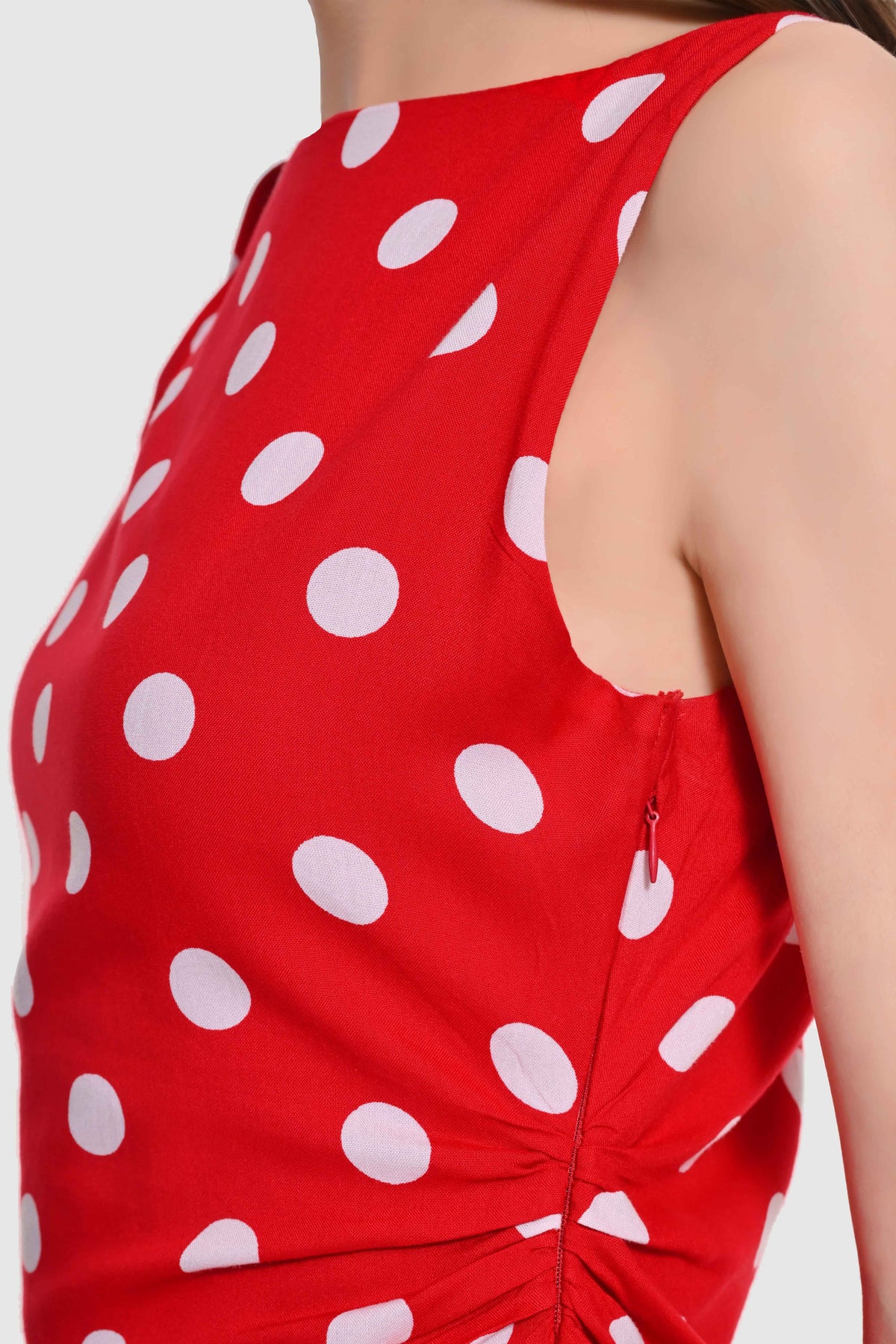 Polka Tie-Shoulder Bodycon dress