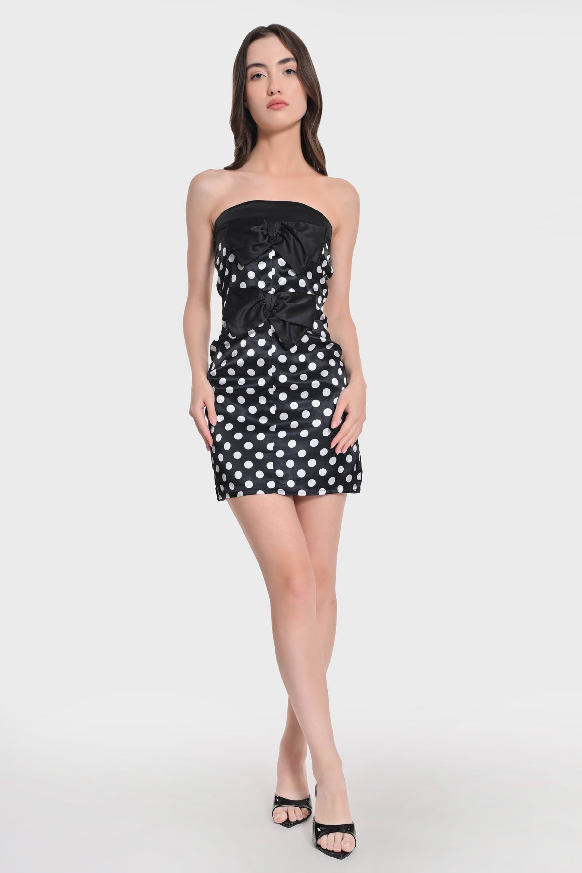 Strapless Bow -Detail Bodycon Dress